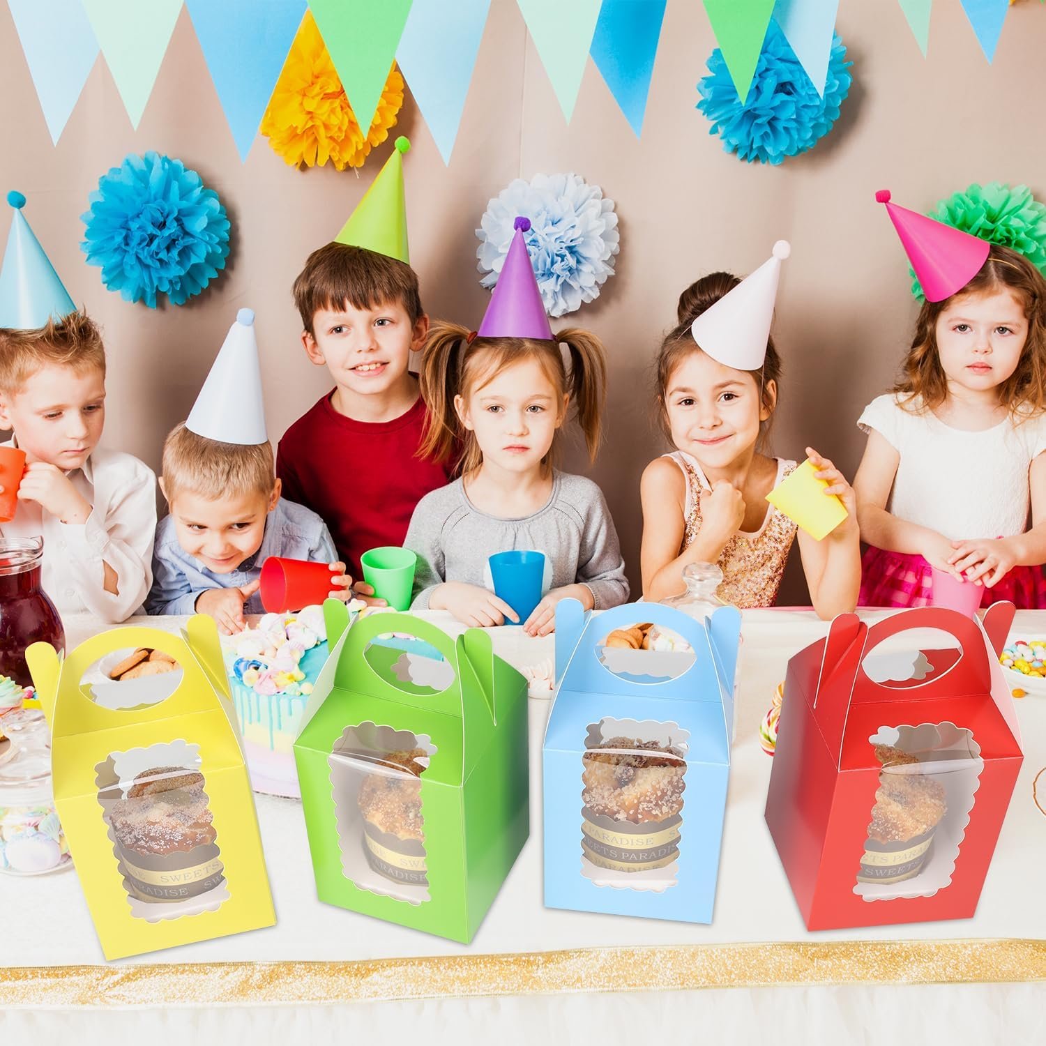 Wholesale 25 Individual Cupcake Containers Cardboard Holders with Inserts Windows for Muffins Cocoa Bombs Packaging Togo Boxes Birthdays Showers Party Favors Green Factory