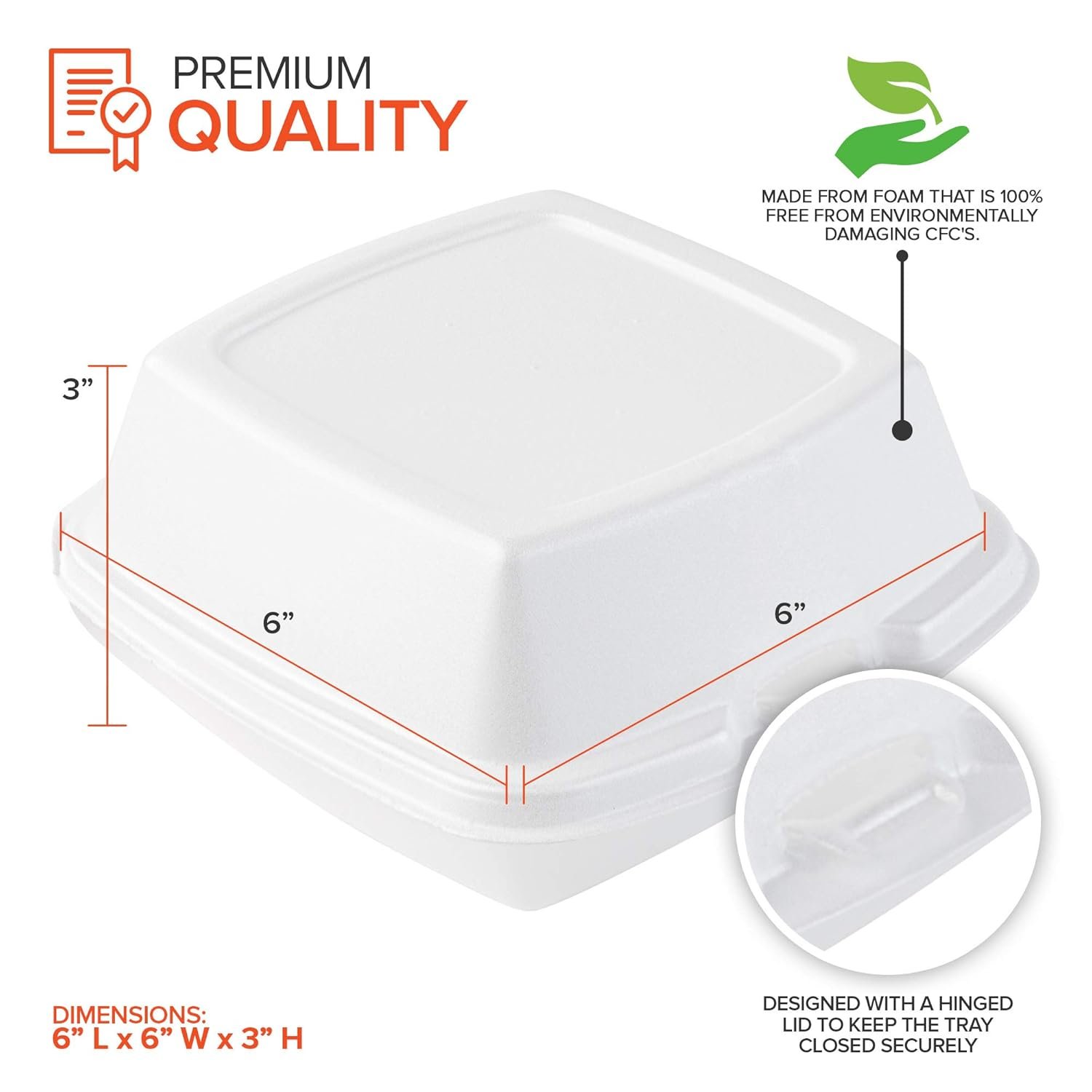 Wholesale 6x6 Small 1-Compartment Clamshell Take Out Boxes 50 Pack Disposable Foam Food Containers with Hinged Lids for Restaurant Takeout Carryout Meal Prep Factory