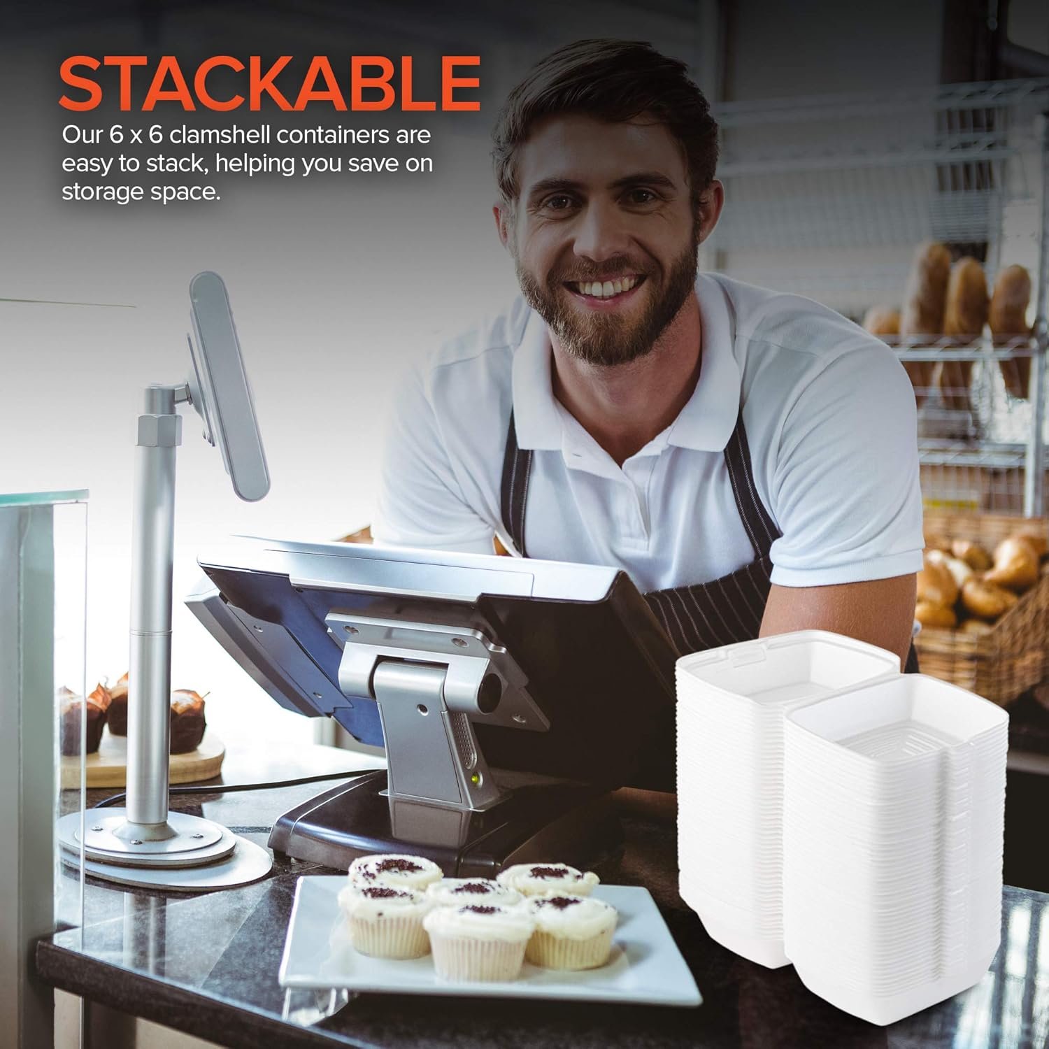 Wholesale 6x6 Small 1-Compartment Clamshell Take Out Boxes 50 Pack Disposable Foam Food Containers with Hinged Lids for Restaurant Takeout Carryout Meal Prep Factory