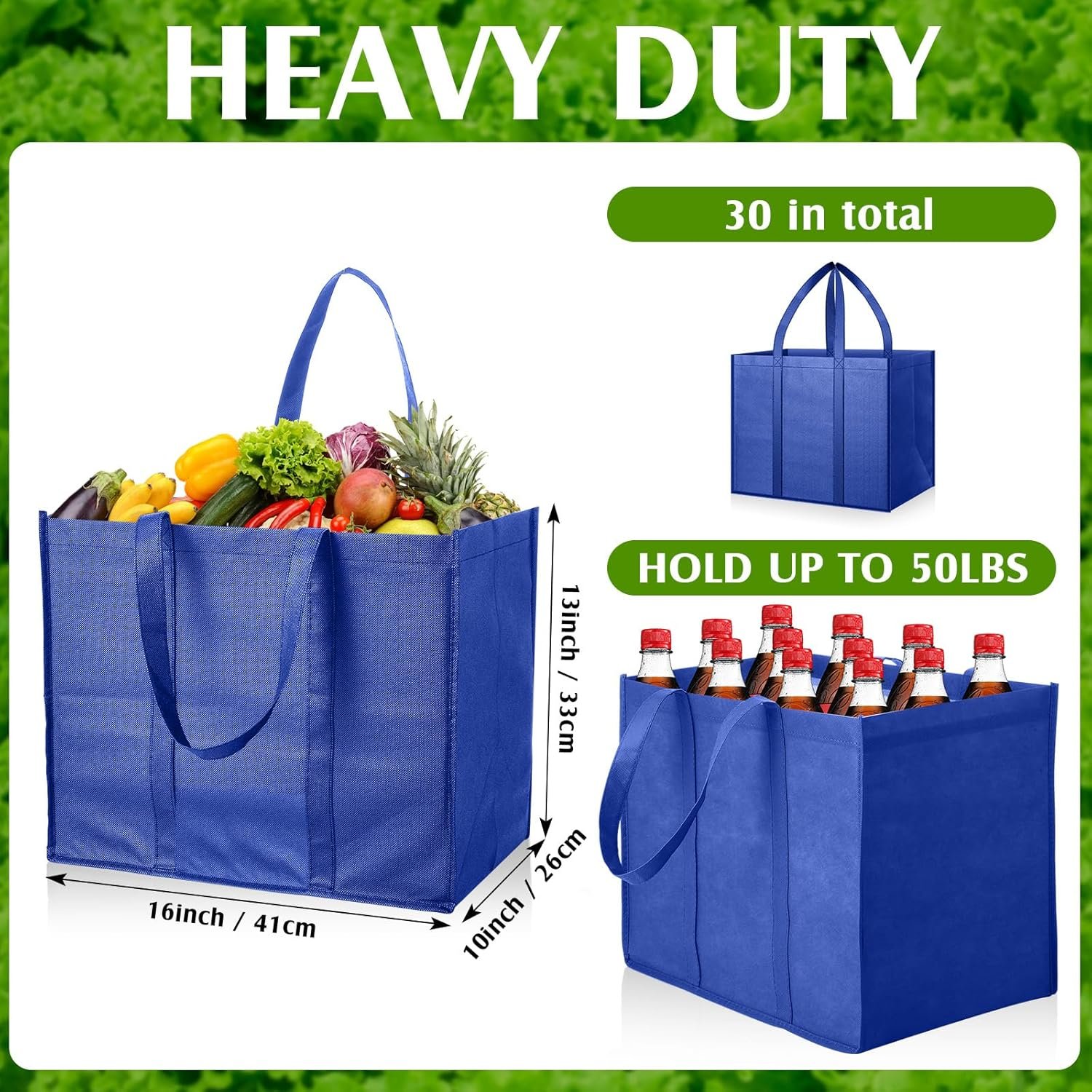 Wholesale 30 Pack Bulk Heavy Duty Large Reusable Grocery Bags Washable Foldable Storage Totes with Handles Factory Wholesale 30 Pack Bulk Heavy Duty Large Reusable Grocery Bags Washable Foldable Storage Totes with Handles Factory