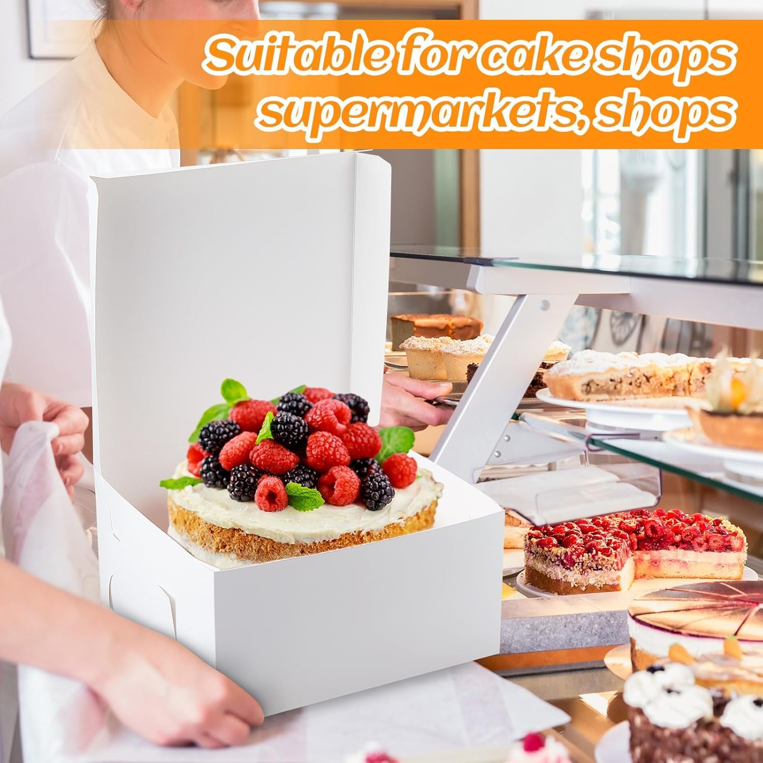 Wholesale 50 Pack 12 x 12 x 5 Inch White Cardboard Cake Bakery Boxes for Pie Pastry Cookies Factory