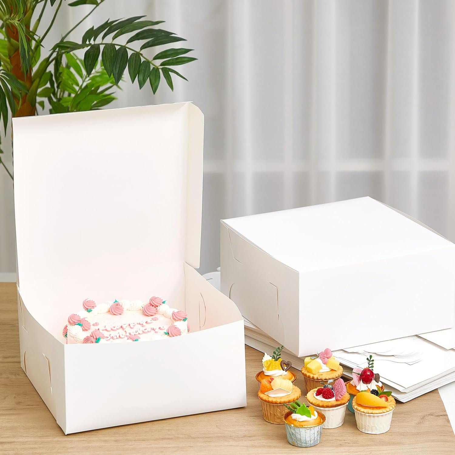 Wholesale 50 Pack 12 x 12 x 5 Inch White Cardboard Cake Bakery Boxes for Pie Pastry Cookies Factory