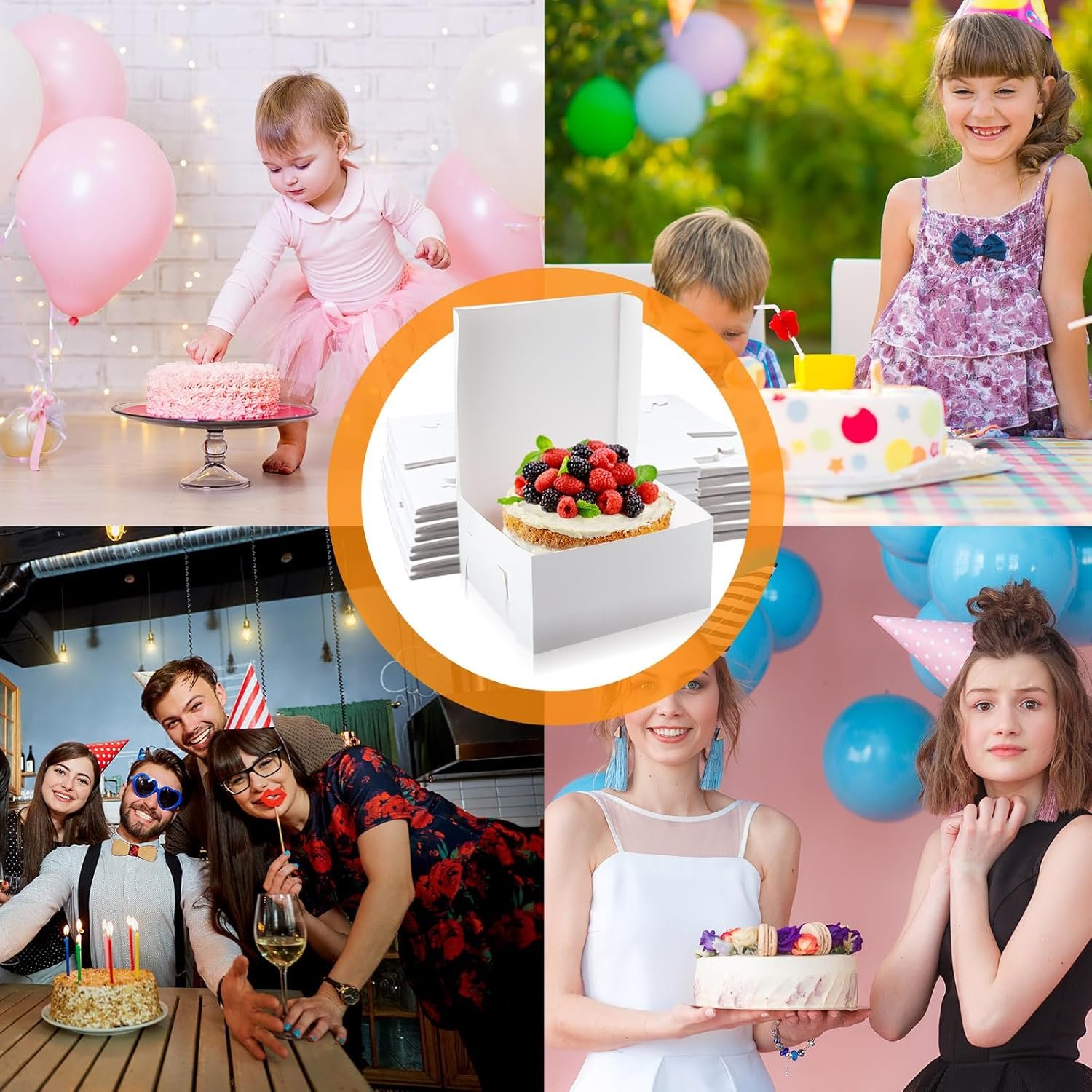 Wholesale 50 Pack 12 x 12 x 5 Inch White Cardboard Cake Bakery Boxes for Pie Pastry Cookies Factory