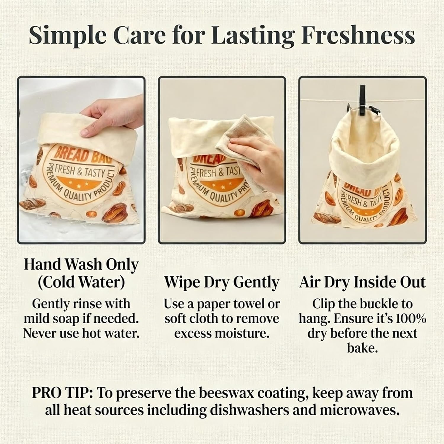 OEM 2 Pack Beeswax Bread Bags for Homemade Sourdough 13x17 Inch Double Layer Cotton Lined Reusable Breathable Keeper Buckle Closure Artisan Loaves Baguettes Pastries Factory OEM 2 Pack Beeswax Bread Bags for Homemade Sourdough 13x17 Inch Double Layer Cotton Lined Reusable Breathable Keeper Buckle Closure Artisan Loaves Baguettes Pastries Factory