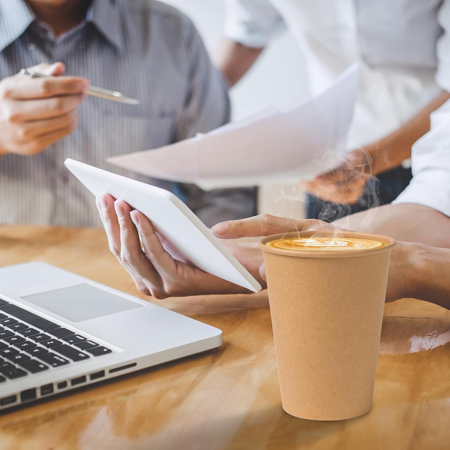 Wholesale 300 Pack 12 oz Kraft Paper Cups Unbleached Disposable Coffee Cups Thickened Hot Cold Beverage Drinking for Parties Homes Cafes Bistros Businesses Brown Factory