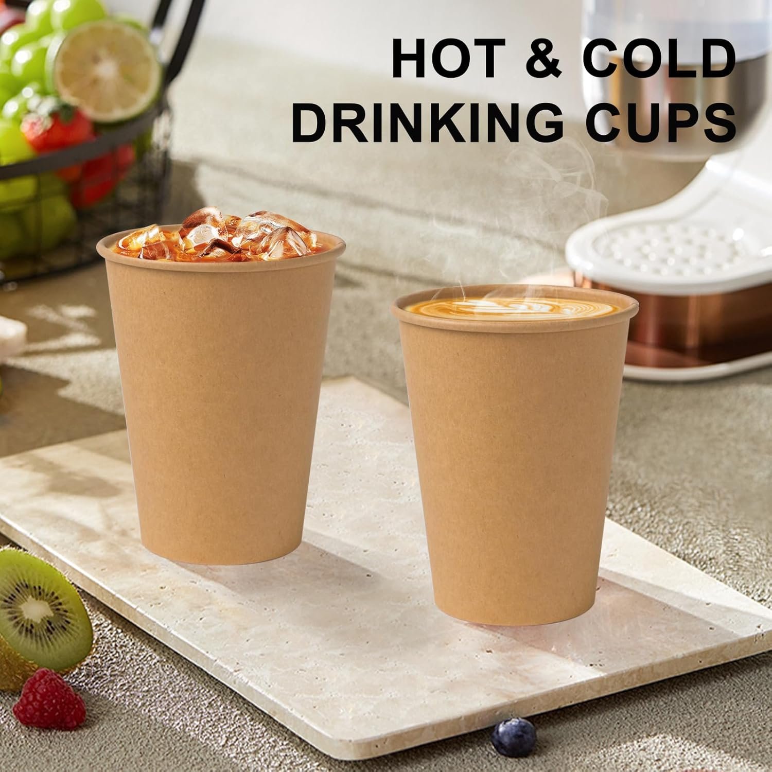 Wholesale 300 Pack 12 oz Kraft Paper Cups Unbleached Disposable Coffee Cups Thickened Hot Cold Beverage Drinking for Parties Homes Cafes Bistros Businesses Brown Factory