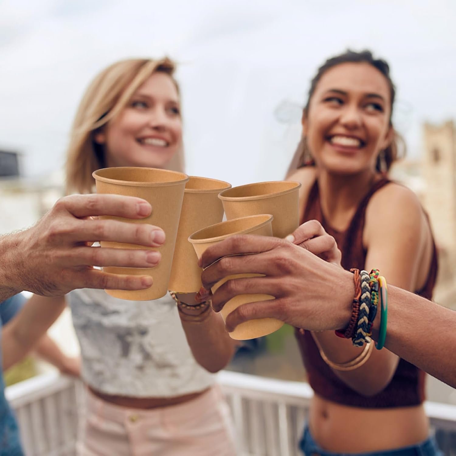 Wholesale 300 Pack 12 oz Kraft Paper Cups Unbleached Disposable Coffee Cups Thickened Hot Cold Beverage Drinking for Parties Homes Cafes Bistros Businesses Brown Factory