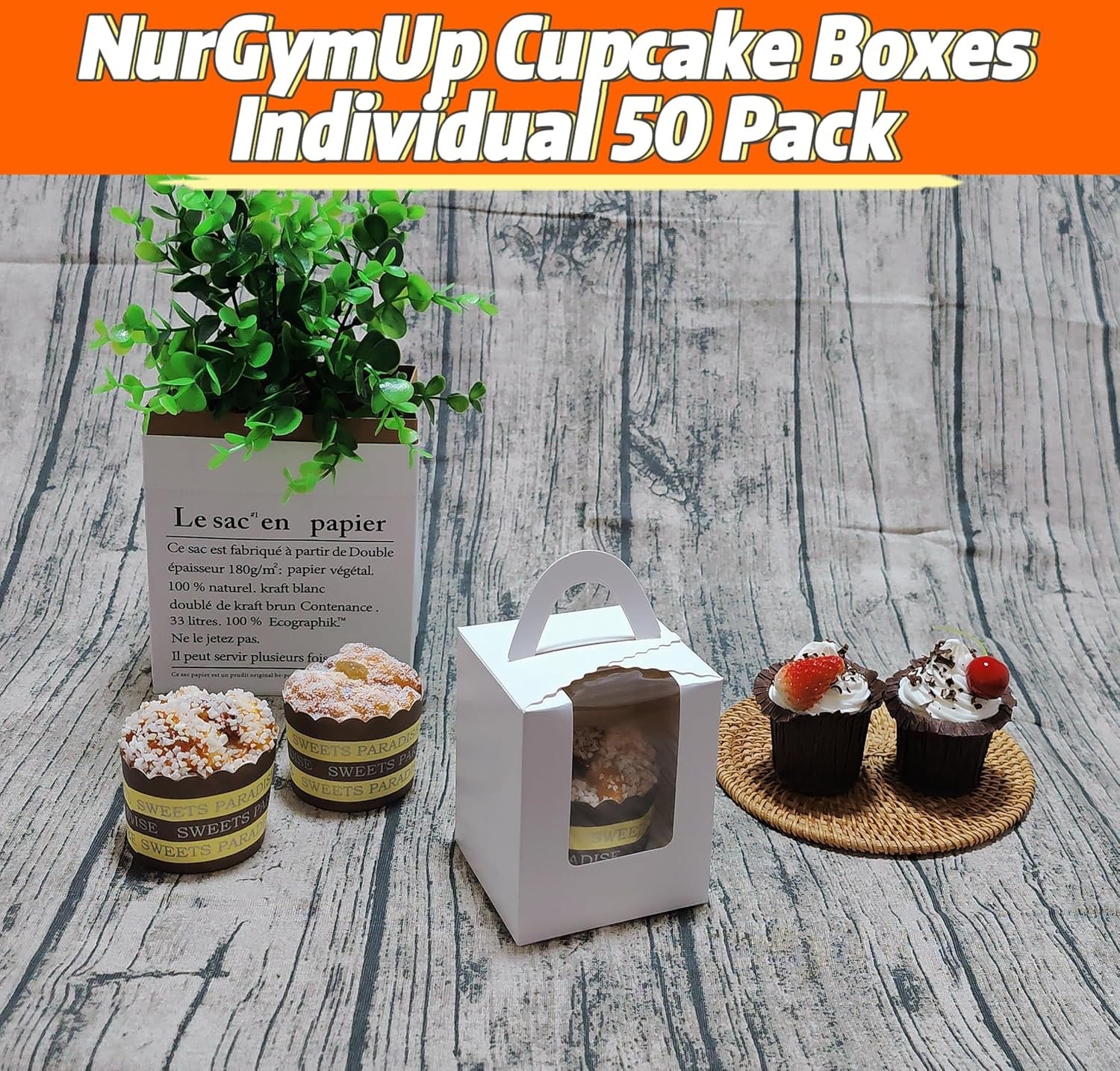 Wholesale 50-Pack Premium Individual Cupcake Boxes with Clear Display Window Food Grade White Containers for Muffins Cookies Factory