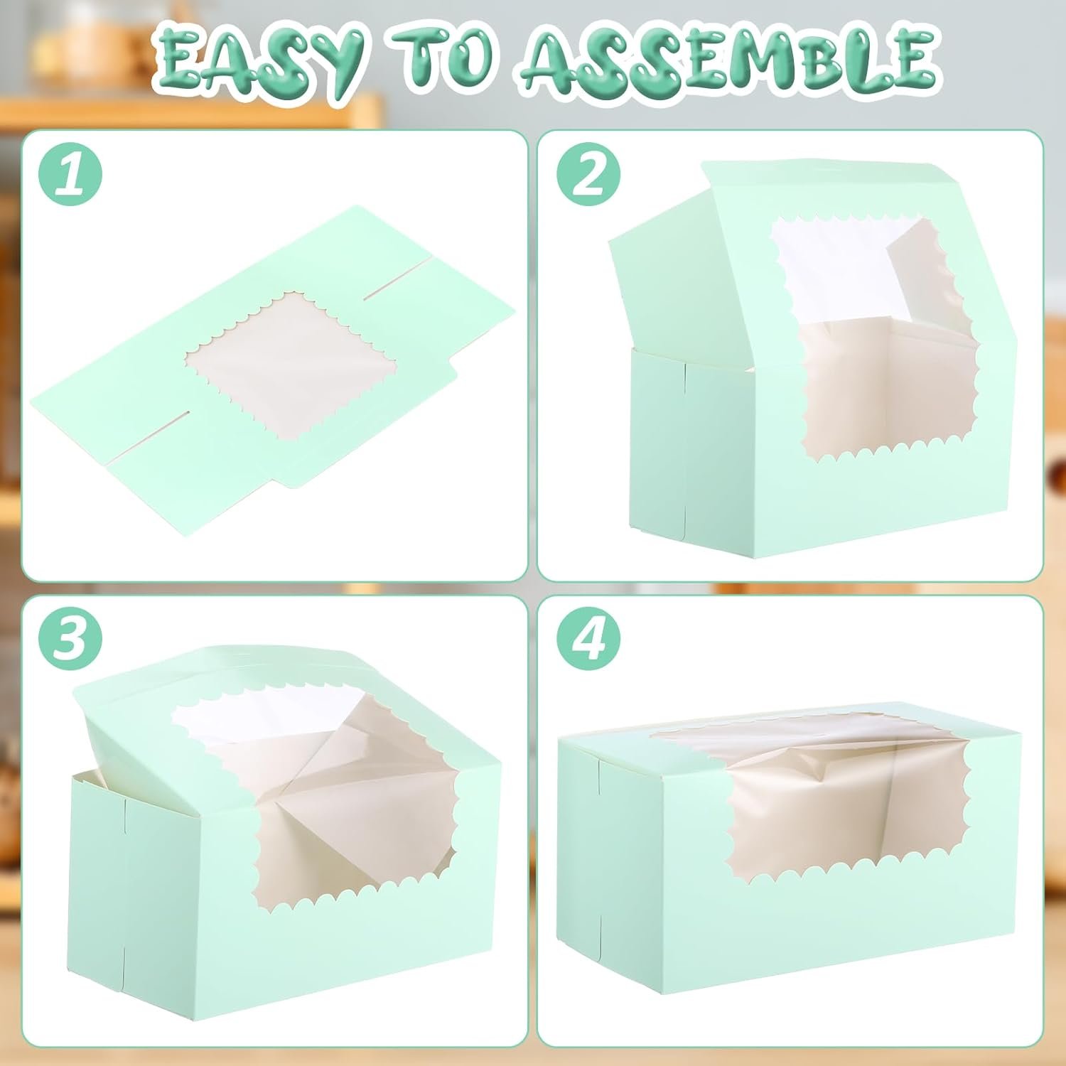 Wholesale 60 Pcs 8x4x4 Inch Sage Green Bakery Boxes with Window for Cookies Pumpkin Rolls Donuts Pastries Cakes Weddings Loaves Muffins Breads Desserts Candies Treats Factory