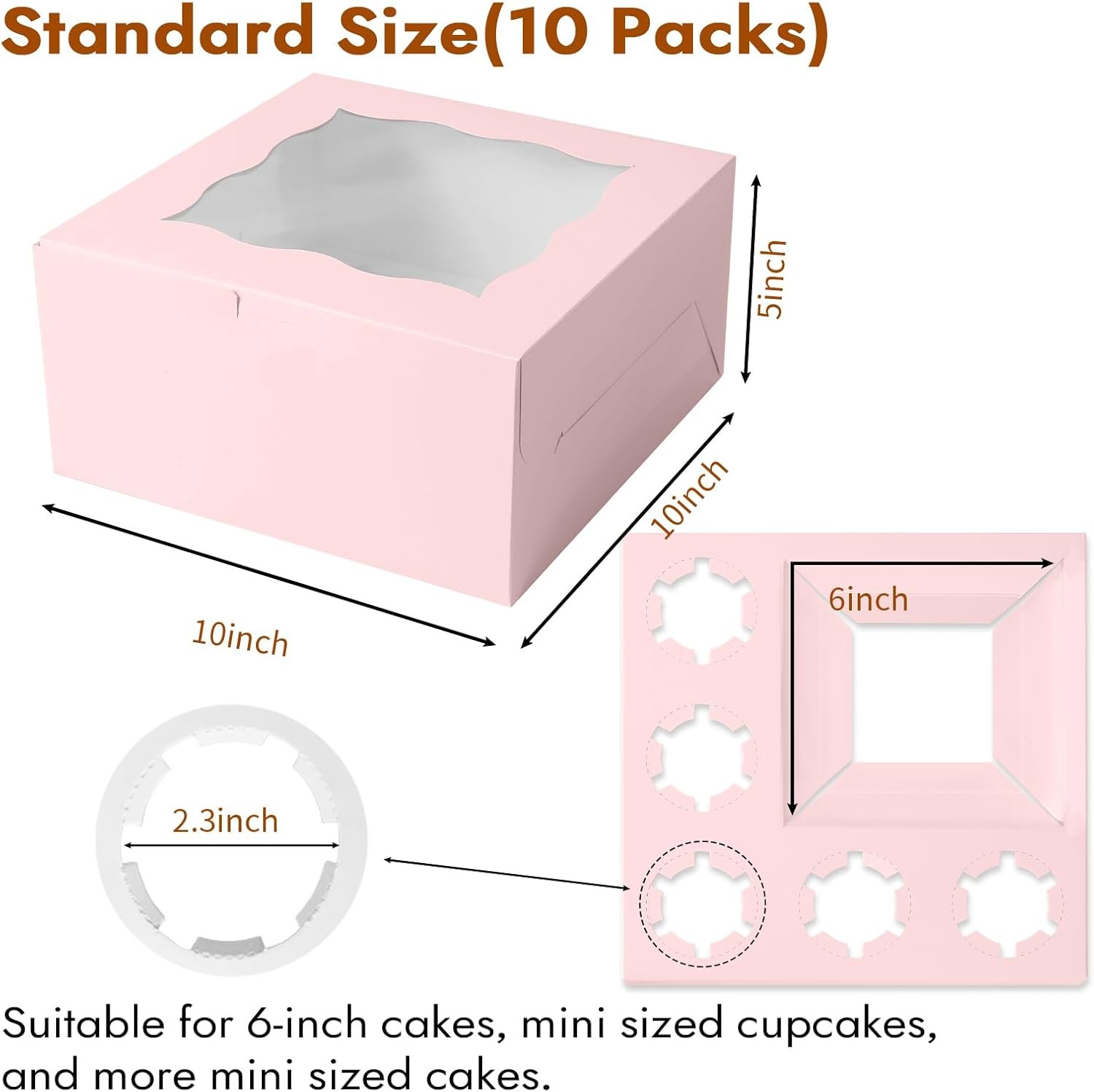 Wholesale 10-Pack Bento Cupcake Boxes 6 Compartments Fit 5 Cupcakes 1 Mini Cake Clear Window Stickers Pink for Cookies Valentine's Day Mother's Day Factory Wholesale 10-Pack Bento Cupcake Boxes 6 Compartments Fit 5 Cupcakes 1 Mini Cake Clear Window Stickers Pink for Cookies Valentine's Day Mother's Day Factory