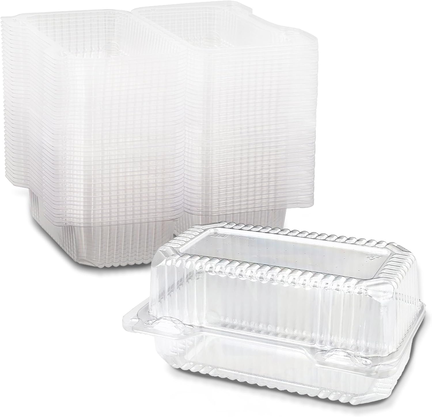 MT Products Clear Plastic Loaf Container 7.6" x 5.1" x 3.6" - Small Hoagie Container (Pack of 40) - Made in the USA