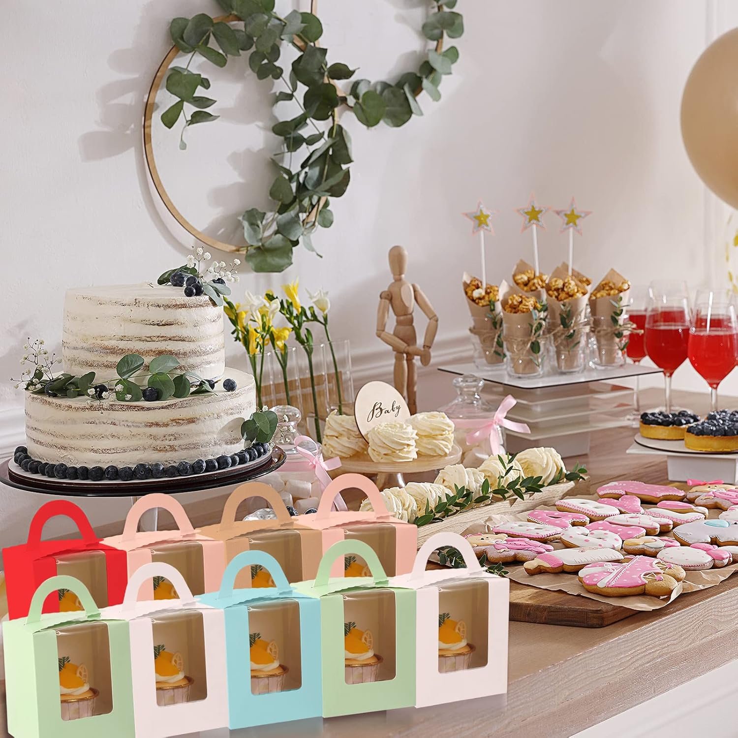 Wholesale 60 Pack Individual Colorful Cupcake Boxes with Window Insert Handle Kraft Portable Carriers for Bakery Wedding Party Favors 6 Colors Factory Wholesale 60 Pack Individual Colorful Cupcake Boxes with Window Insert Handle Kraft Portable Carriers for Bakery Wedding Party Favors 6 Colors Factory