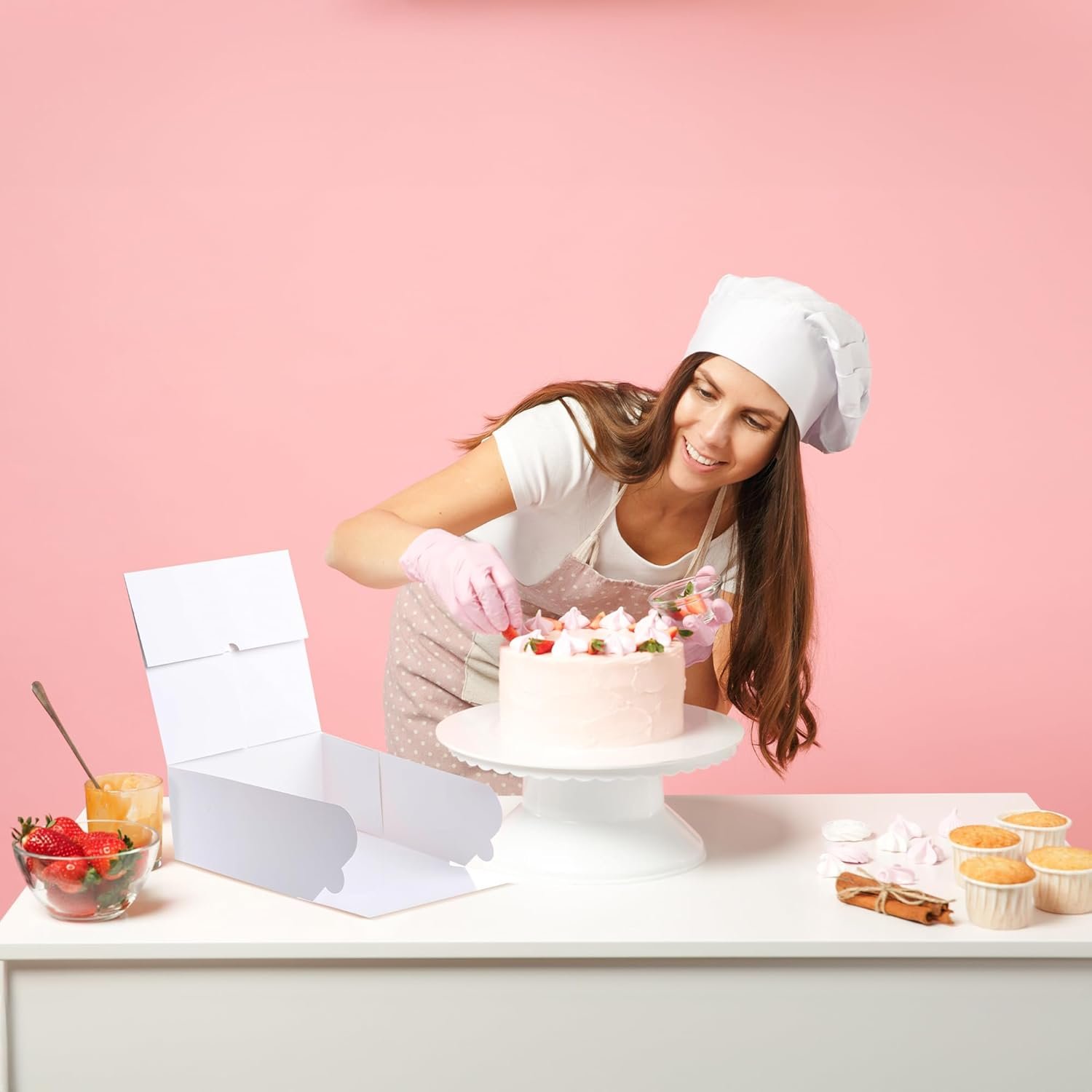 Wholesale 8x8x4 Inch Cake Boxes 25 Pack with Window and 30 Bonus Stickers Auto Popup Extra Thick Oil Resistant for Cookies Pies Treats Pastries Bakery Use at Home or Restaurant White Factory Wholesale 8x8x4 Inch Cake Boxes 25 Pack with Window and 30 Bonus Stickers Auto Popup Extra Thick Oil Resistant for Cookies Pies Treats Pastries Bakery Use at Home or Restaurant White Factory