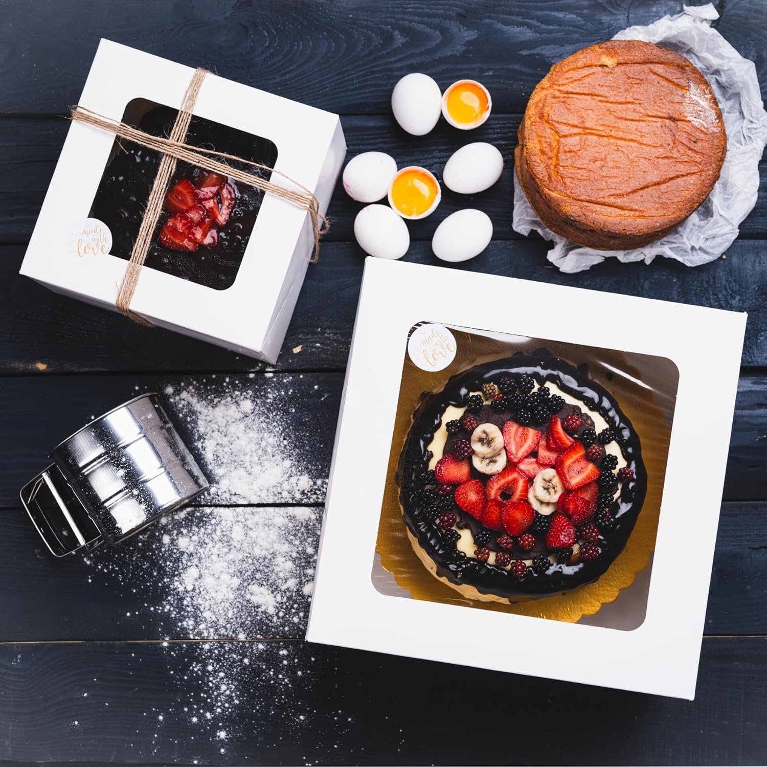 Wholesale 8x8x4 Inch Cake Boxes 25 Pack with Window and 30 Bonus Stickers Auto Popup Extra Thick Oil Resistant for Cookies Pies Treats Pastries Bakery Use at Home or Restaurant White Factory Wholesale 8x8x4 Inch Cake Boxes 25 Pack with Window and 30 Bonus Stickers Auto Popup Extra Thick Oil Resistant for Cookies Pies Treats Pastries Bakery Use at Home or Restaurant White Factory