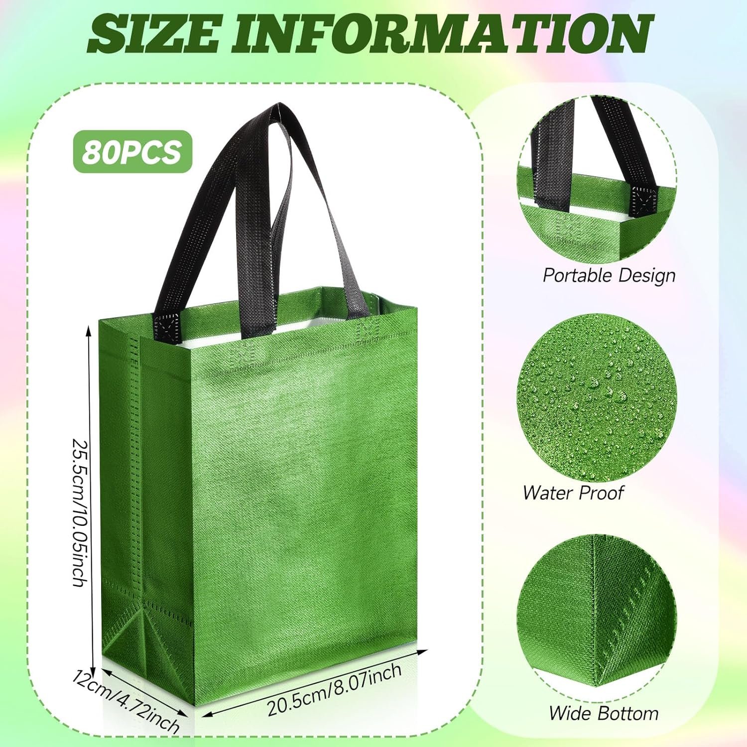Wholesale 80 Pieces Reusable Glossy Grocery Tote Gift Bags with Handles for Ramadan Easter Wedding Spring Events (10 x 8 x 4.7 Inch Green) Factory Wholesale 80 Pieces Reusable Glossy Grocery Tote Gift Bags with Handles for Ramadan Easter Wedding Spring Events (10 x 8 x 4.7 Inch Green) Factory