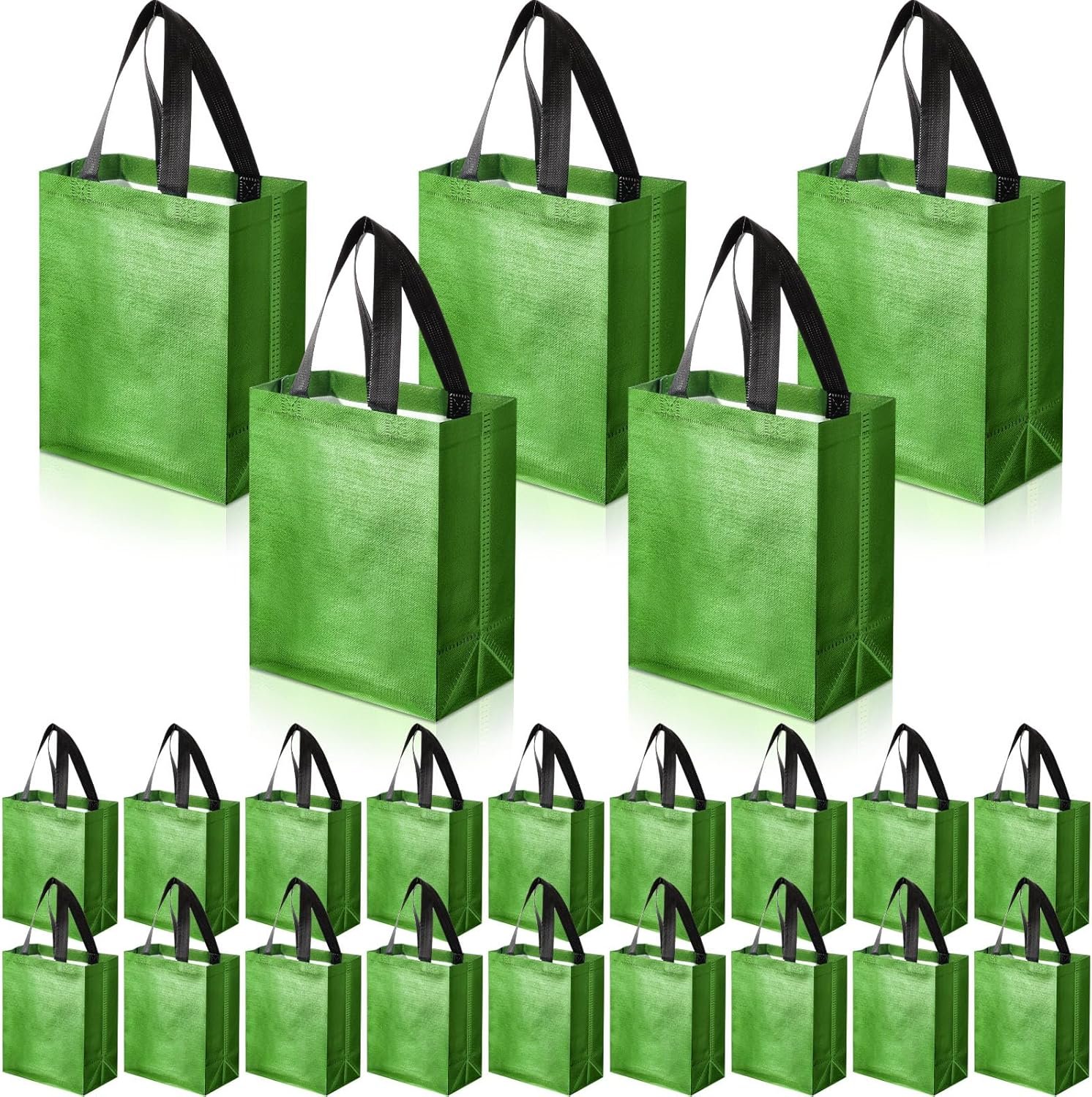 Eccliy 80 Pieces Gift Bags Set Reusable Glossy Grocery Tote with Handle Gift Bags for Ramadan, Easter, Wedding, Spring Events(10 x 8 x 4.7 Inch,Green)