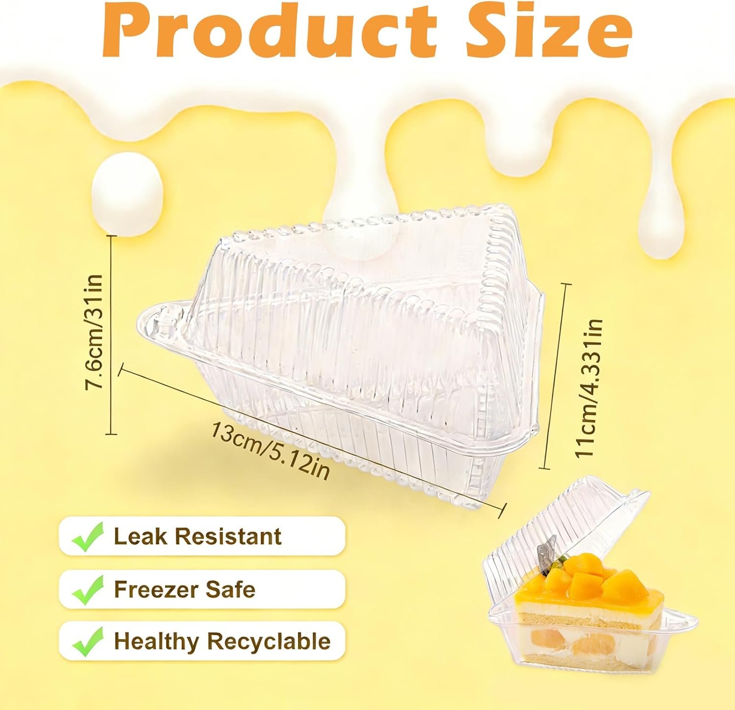 Wholesale 100 Pack Clear Plastic Cake Slice Containers with Hinged Lids Disposable Triangle Trays for Cheesecake Pie Slices Sandwiches Desserts Factory