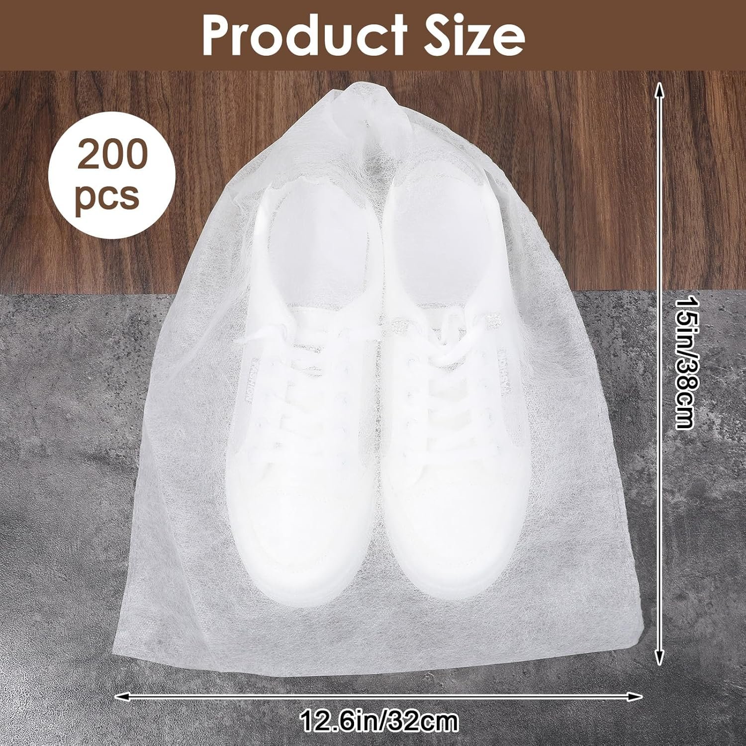 Wholesale 200 Pcs Non-Woven Travel Shoe Dust Bags for Handbags Purses Clear Drawstring Portable Breathable Storage 15 x 12.6 Inch Factory