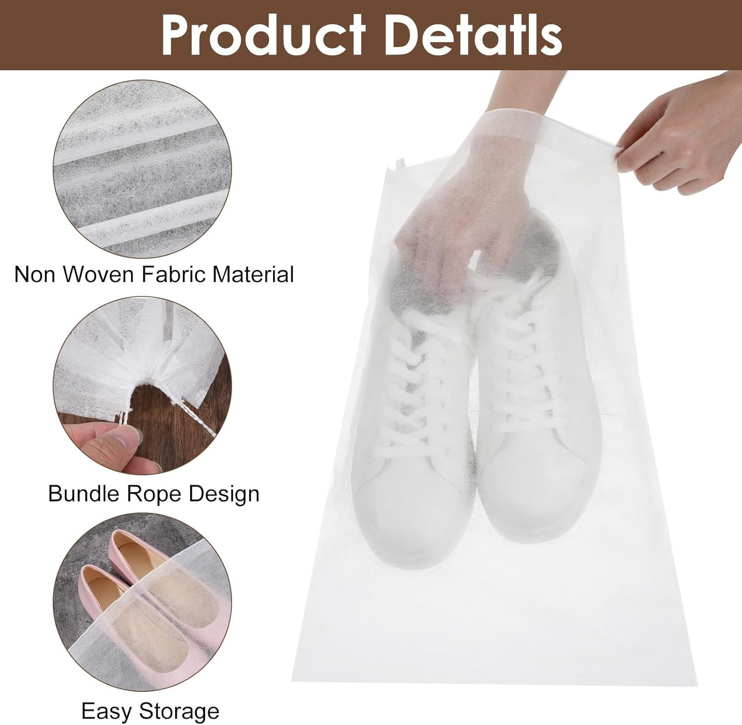 Wholesale 200 Pcs Non-Woven Travel Shoe Dust Bags for Handbags Purses Clear Drawstring Portable Breathable Storage 15 x 12.6 Inch Factory