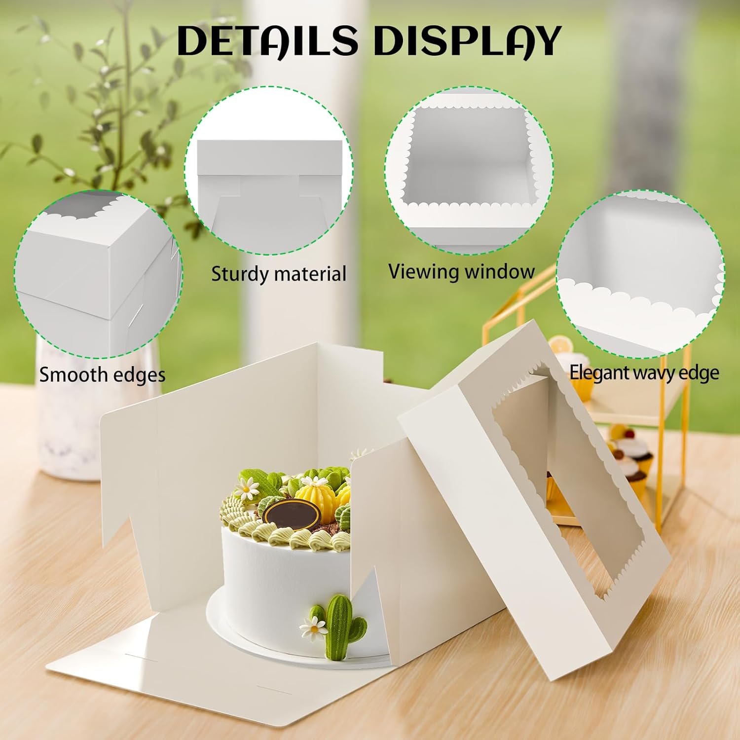 Wholesale 15 Pack 10x10x8 Inch Tall White Square Cake Boxes with Window and 90 Stickers for Bakery Cheesecakes Pies Weddings Birthdays Factory