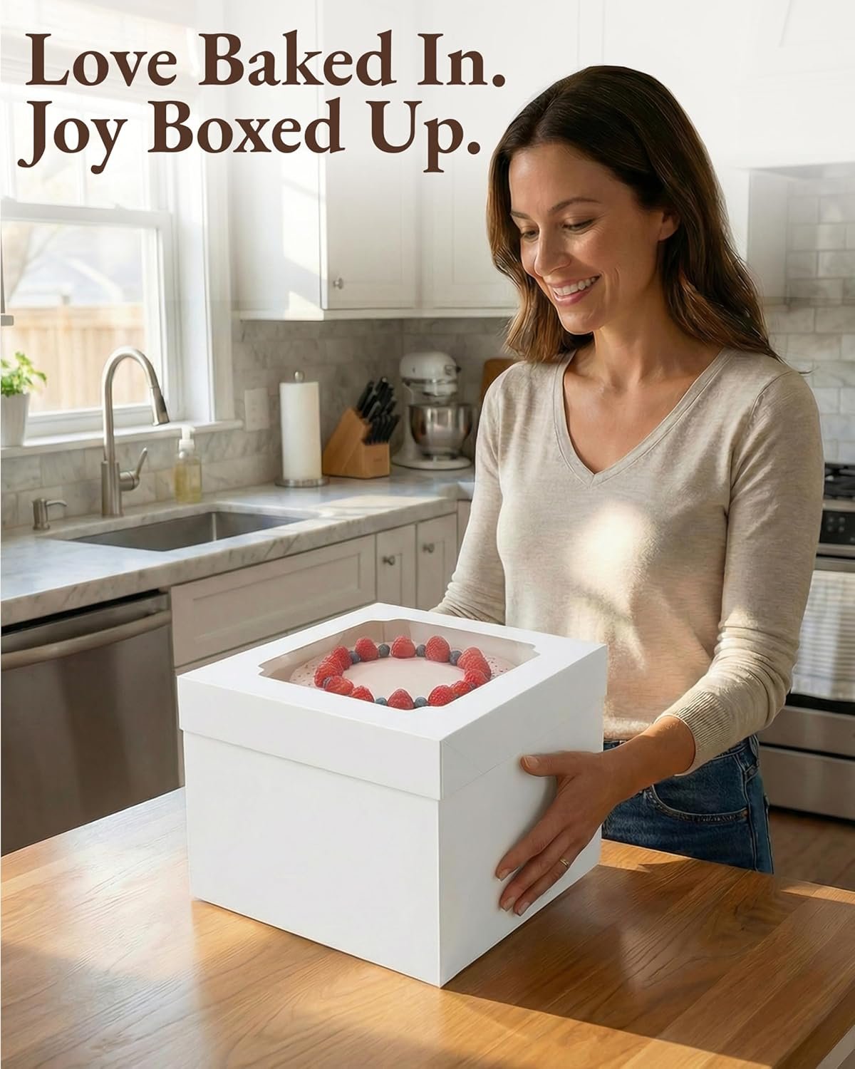 Wholesale 10x10x8 Inch Tall Multi-Layer Cake Boxes Bulk 15 Pack with Clear Window Square White Large Disposable Bakery Pastry Pie Boxes for Baking Decorating Supplies Includes 80 Stickers Factory