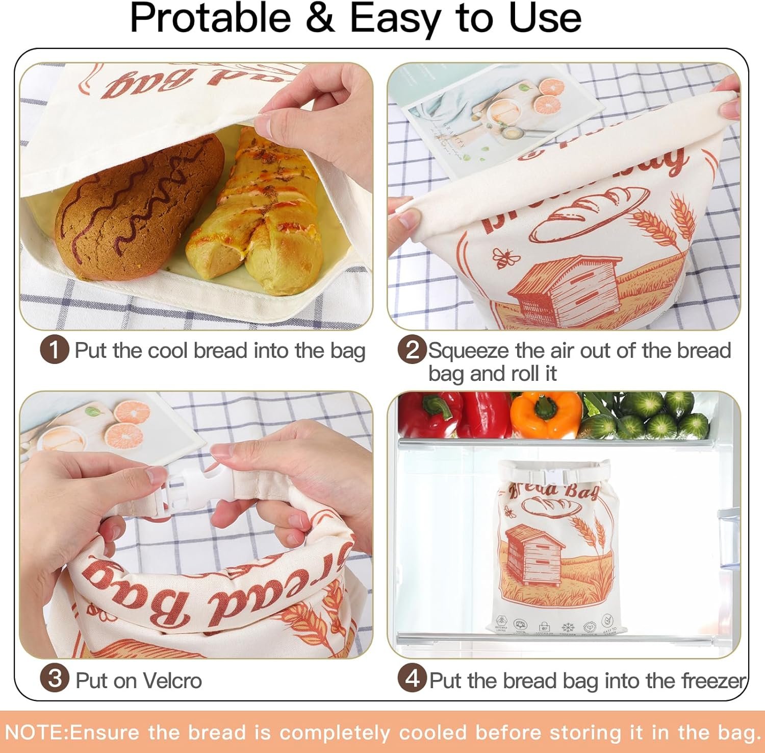 OEM Reusable Beeswax Bread Bags 2-Pack XL 12x17 Inch Linen Cotton for Sourdough Homemade Storage Eco-Friendly Preservation Freezer Safe Factory