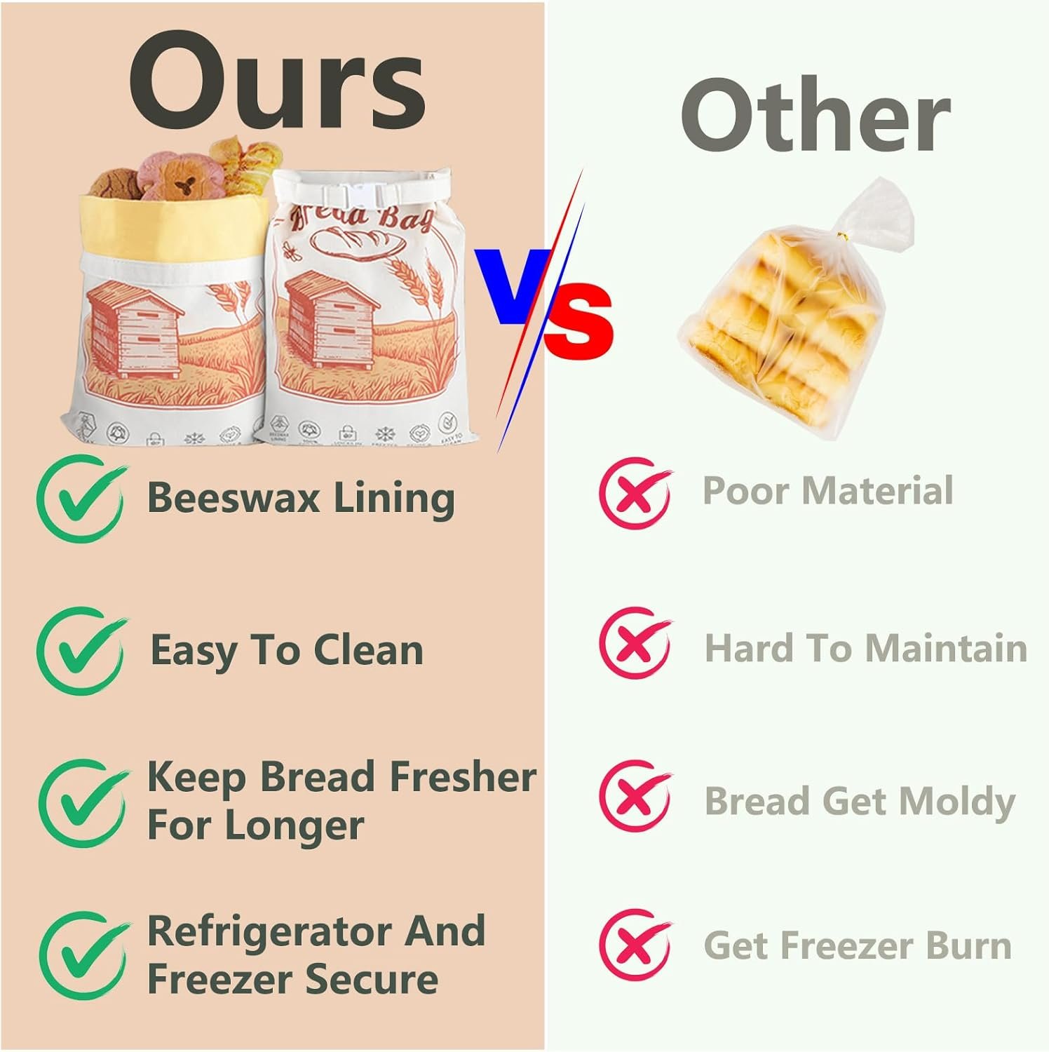 OEM Reusable Beeswax Bread Bags 2-Pack XL 12x17 Inch Linen Cotton for Sourdough Homemade Storage Eco-Friendly Preservation Freezer Safe Factory