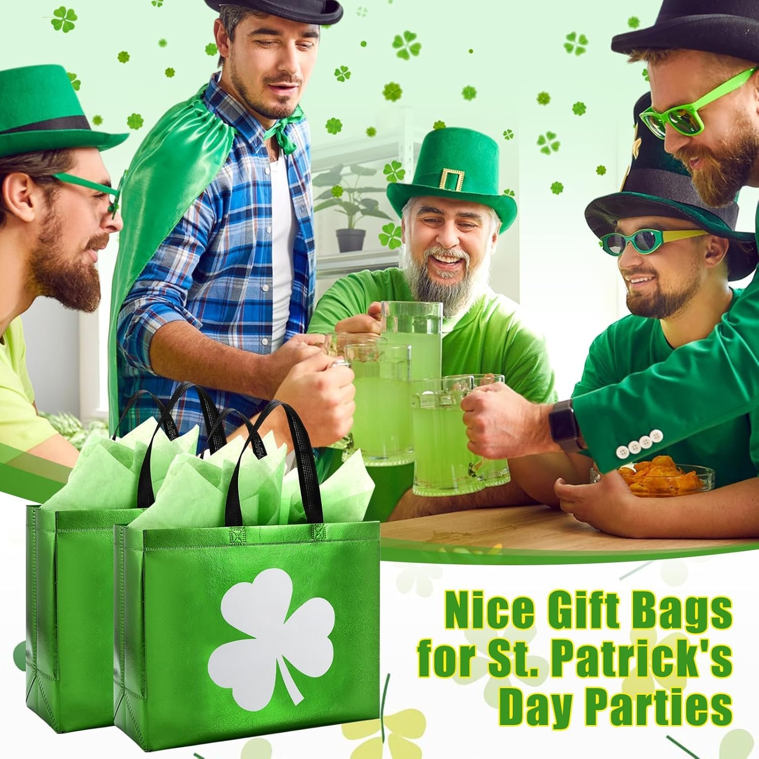 Wholesale 49 Pcs St Patrick's Day Gift Bags Bulk Set 24 Clover Treat Tote Irish Shamrock Non Woven Bags 25 Tissue Paper Party Favors (12.99 x 10.63 x 5.12 Inches Forest Green) Factory Wholesale 49 Pcs St Patrick's Day Gift Bags Bulk Set 24 Clover Treat Tote Irish Shamrock Non Woven Bags 25 Tissue Paper Party Favors (12.99 x 10.63 x 5.12 Inches Forest Green) Factory