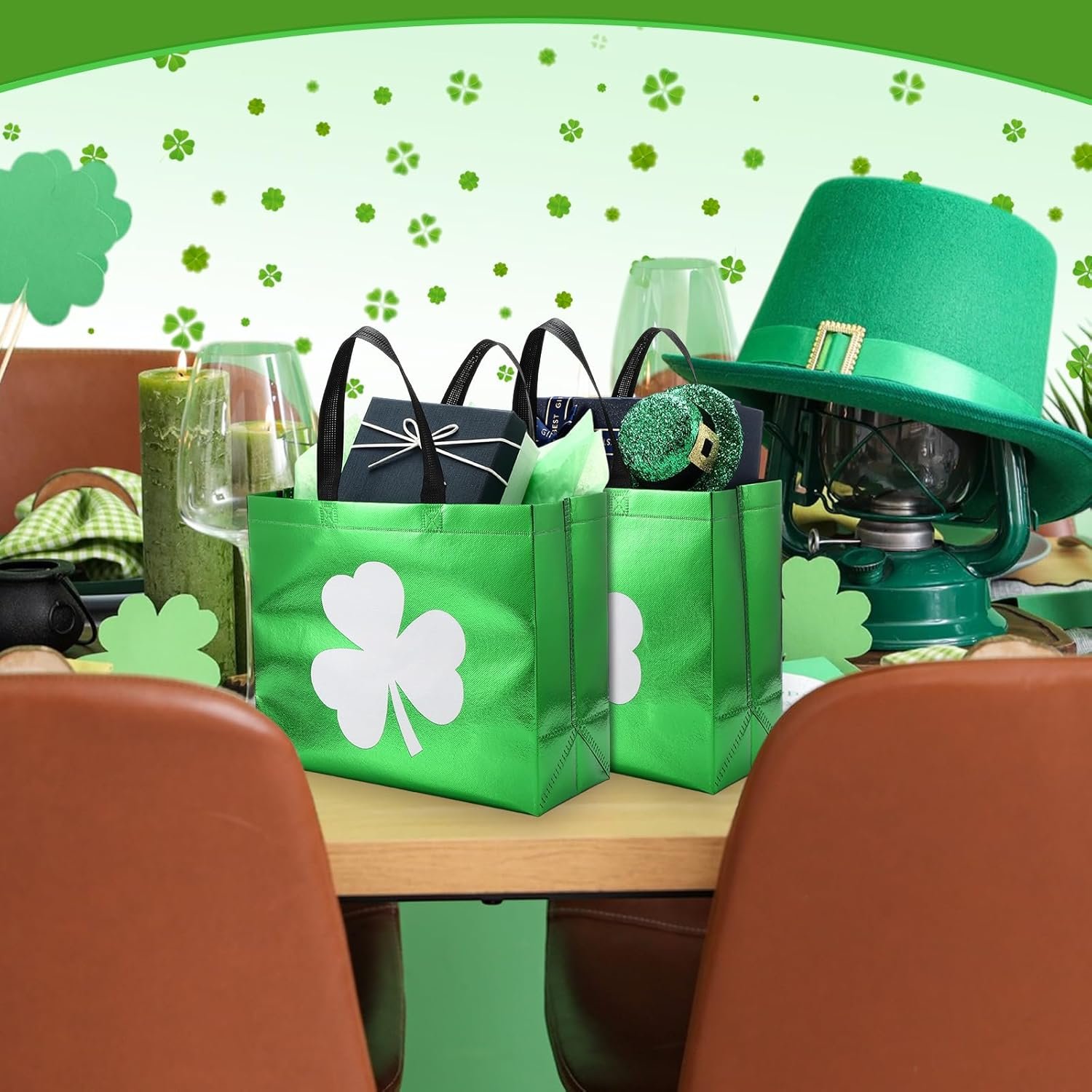 Wholesale 49 Pcs St Patrick's Day Gift Bags Bulk Set 24 Clover Treat Tote Irish Shamrock Non Woven Bags 25 Tissue Paper Party Favors (12.99 x 10.63 x 5.12 Inches Forest Green) Factory Wholesale 49 Pcs St Patrick's Day Gift Bags Bulk Set 24 Clover Treat Tote Irish Shamrock Non Woven Bags 25 Tissue Paper Party Favors (12.99 x 10.63 x 5.12 Inches Forest Green) Factory