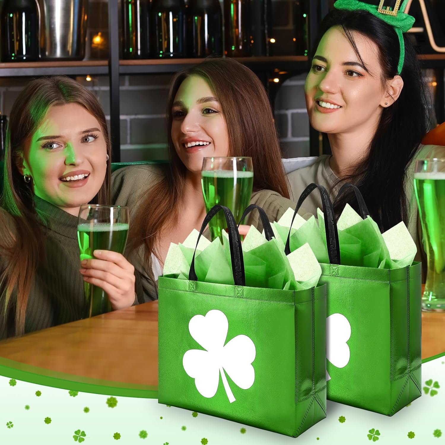 Wholesale 49 Pcs St Patrick's Day Gift Bags Bulk Set 24 Clover Treat Tote Irish Shamrock Non Woven Bags 25 Tissue Paper Party Favors (12.99 x 10.63 x 5.12 Inches Forest Green) Factory Wholesale 49 Pcs St Patrick's Day Gift Bags Bulk Set 24 Clover Treat Tote Irish Shamrock Non Woven Bags 25 Tissue Paper Party Favors (12.99 x 10.63 x 5.12 Inches Forest Green) Factory