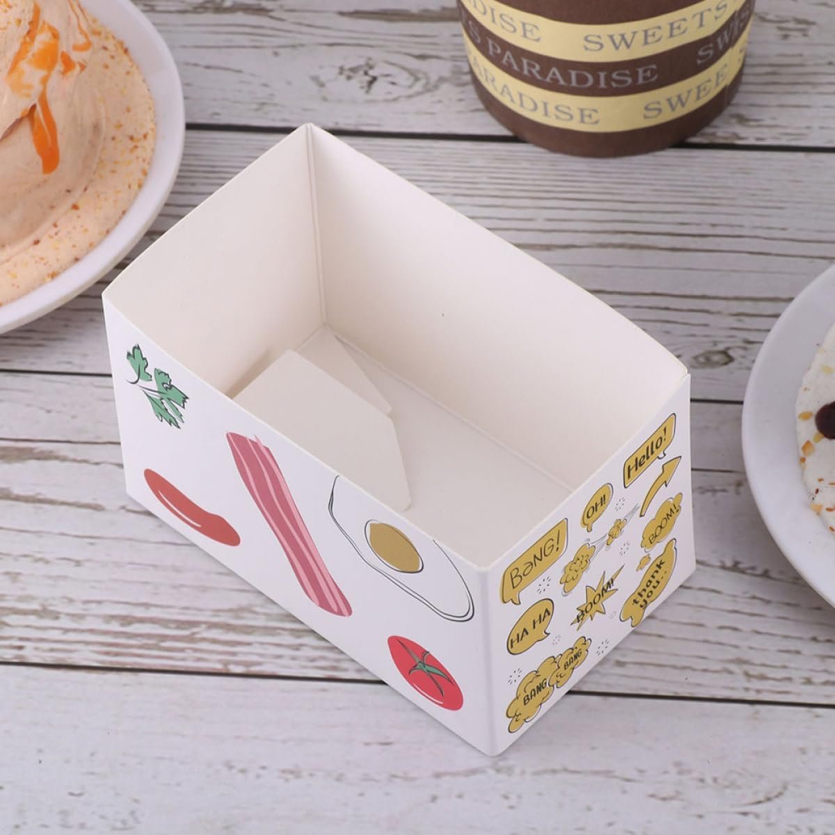 Wholesale 10pcs Hand-Painted Sandwich Packing Boxes 10x6x6cm Disposable Bakery Containers for Toast Burgers Breakfast Takeout Factory Wholesale 10pcs Hand-Painted Sandwich Packing Boxes 10x6x6cm Disposable Bakery Containers for Toast Burgers Breakfast Takeout Factory