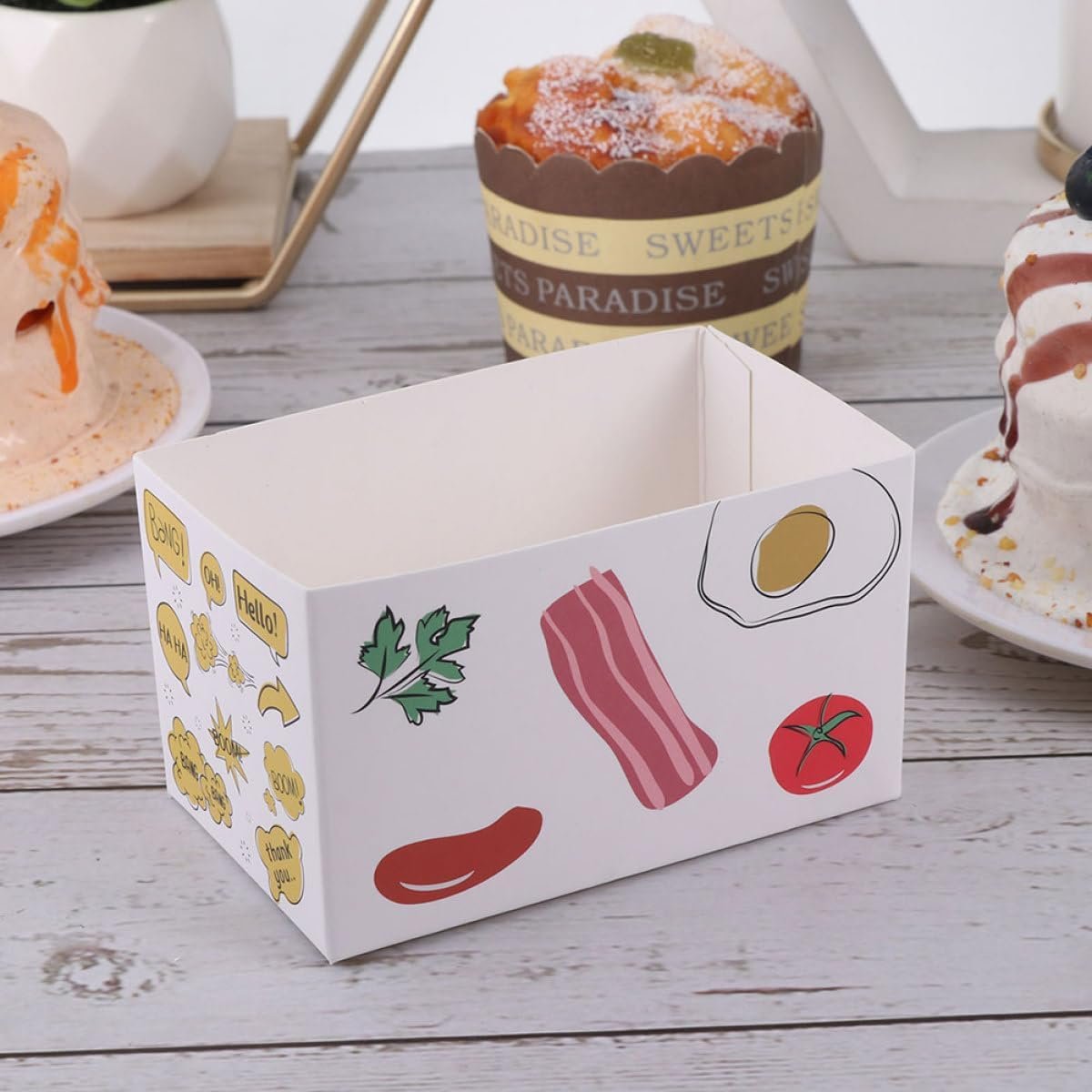 Wholesale 10pcs Hand-Painted Sandwich Packing Boxes 10x6x6cm Disposable Bakery Containers for Toast Burgers Breakfast Takeout Factory Wholesale 10pcs Hand-Painted Sandwich Packing Boxes 10x6x6cm Disposable Bakery Containers for Toast Burgers Breakfast Takeout Factory