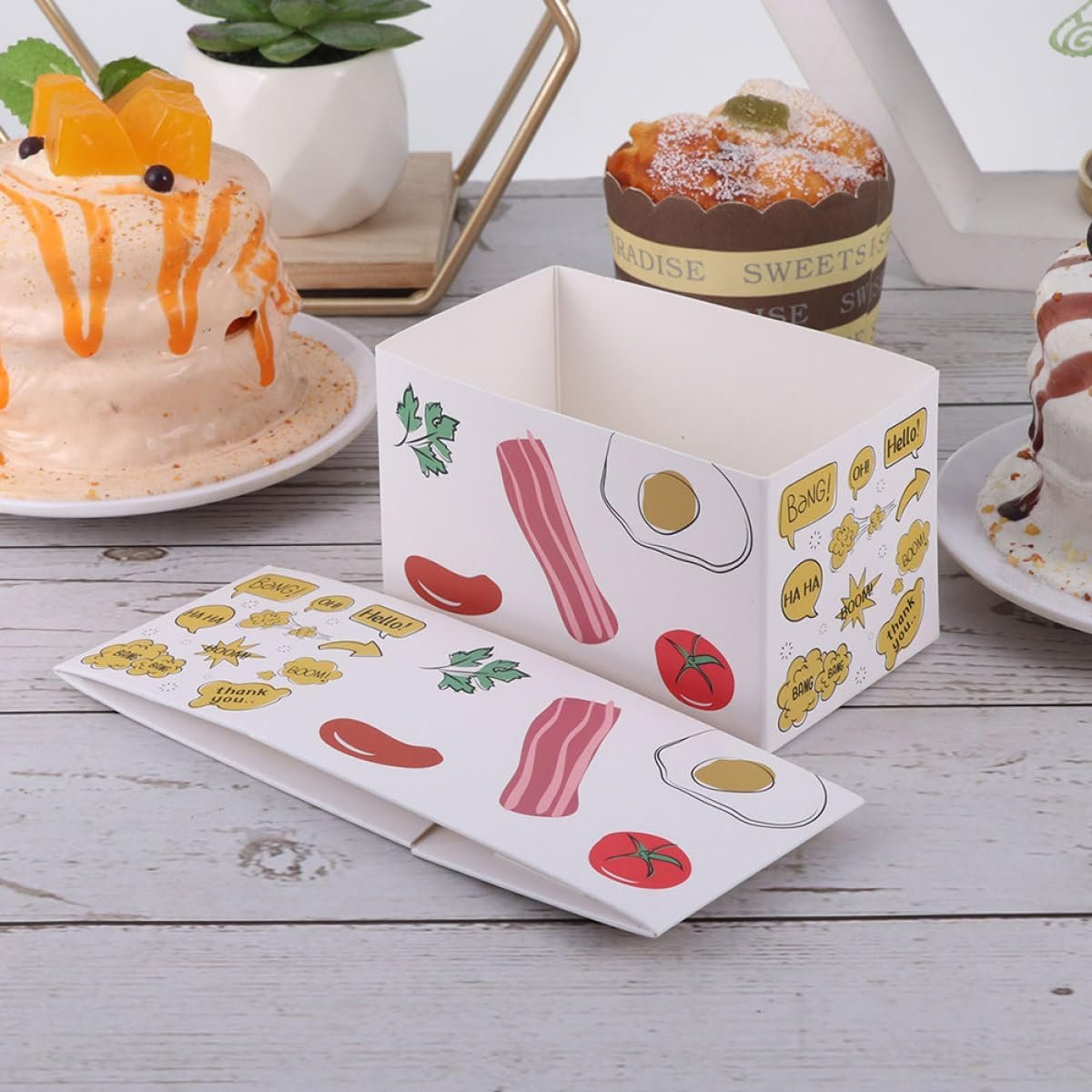 Wholesale 10pcs Hand-Painted Sandwich Packing Boxes 10x6x6cm Disposable Bakery Containers for Toast Burgers Breakfast Takeout Factory Wholesale 10pcs Hand-Painted Sandwich Packing Boxes 10x6x6cm Disposable Bakery Containers for Toast Burgers Breakfast Takeout Factory