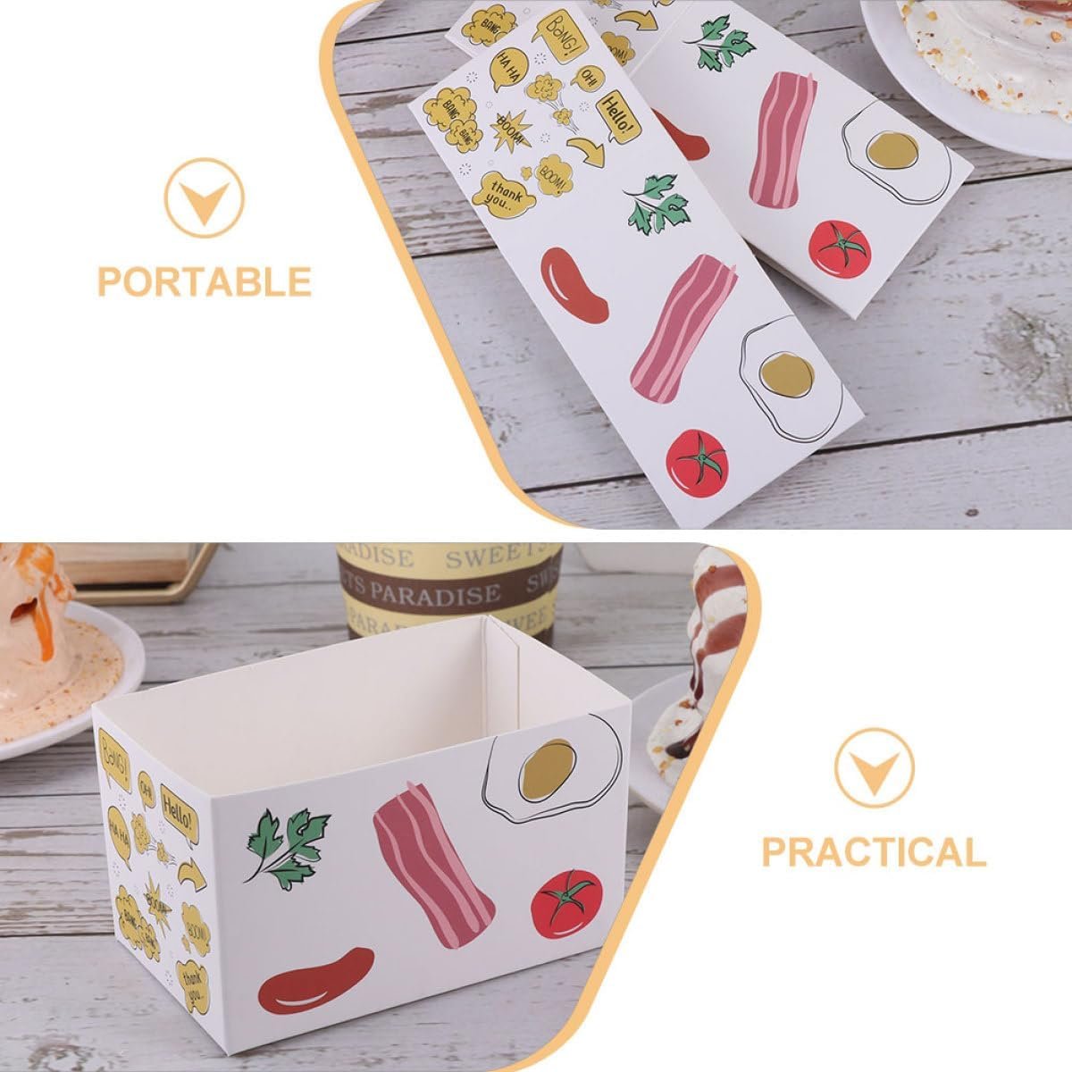 Wholesale 10pcs Hand-Painted Sandwich Packing Boxes 10x6x6cm Disposable Bakery Containers for Toast Burgers Breakfast Takeout Factory Wholesale 10pcs Hand-Painted Sandwich Packing Boxes 10x6x6cm Disposable Bakery Containers for Toast Burgers Breakfast Takeout Factory