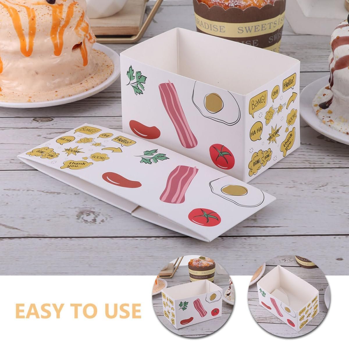 Wholesale 10pcs Hand-Painted Sandwich Packing Boxes 10x6x6cm Disposable Bakery Containers for Toast Burgers Breakfast Takeout Factory Wholesale 10pcs Hand-Painted Sandwich Packing Boxes 10x6x6cm Disposable Bakery Containers for Toast Burgers Breakfast Takeout Factory