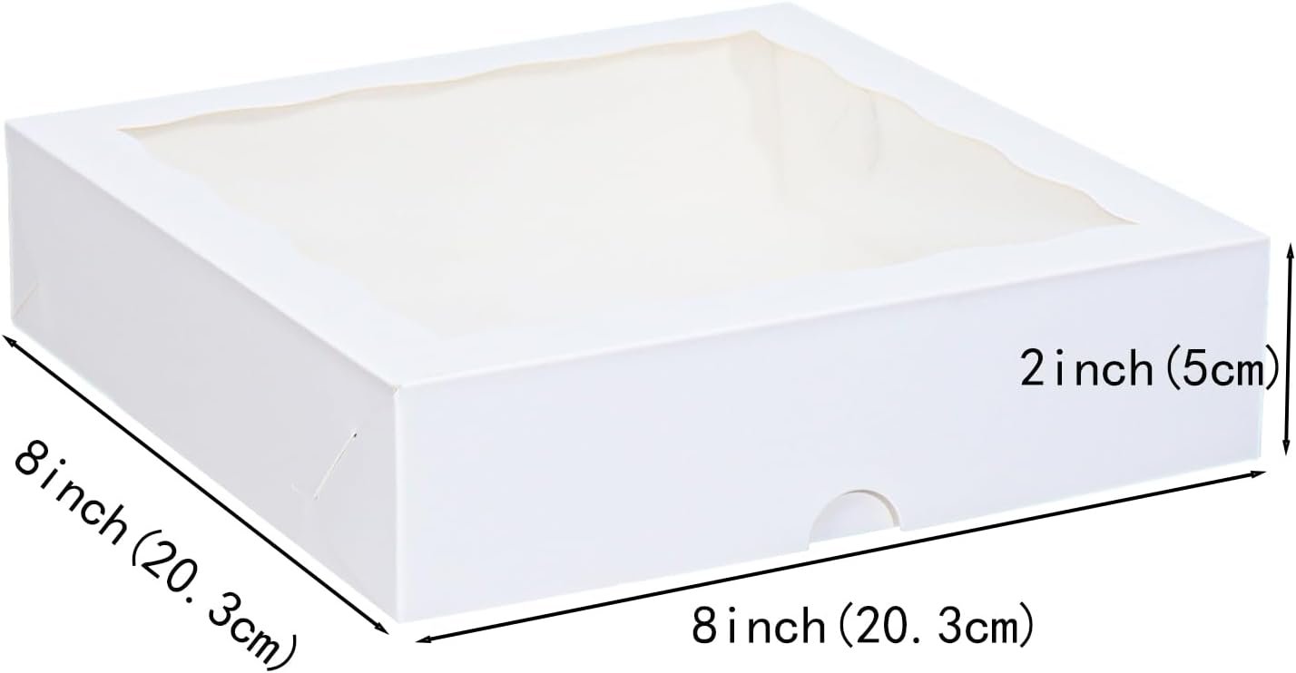 Wholesale 50pcs 8x8x2 Inch White Bakery Boxes with Window for Cookies Chocolate Covered Strawberries Pretzels Cakesicles and More Factory