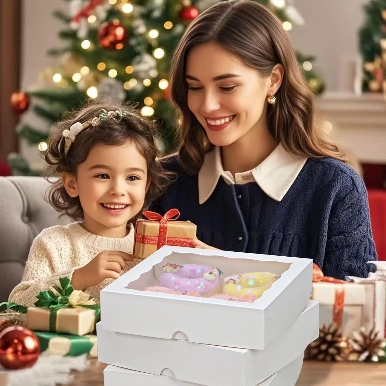 Wholesale 50pcs 8x8x2 Inch White Bakery Boxes with Window for Cookies Chocolate Covered Strawberries Pretzels Cakesicles and More Factory