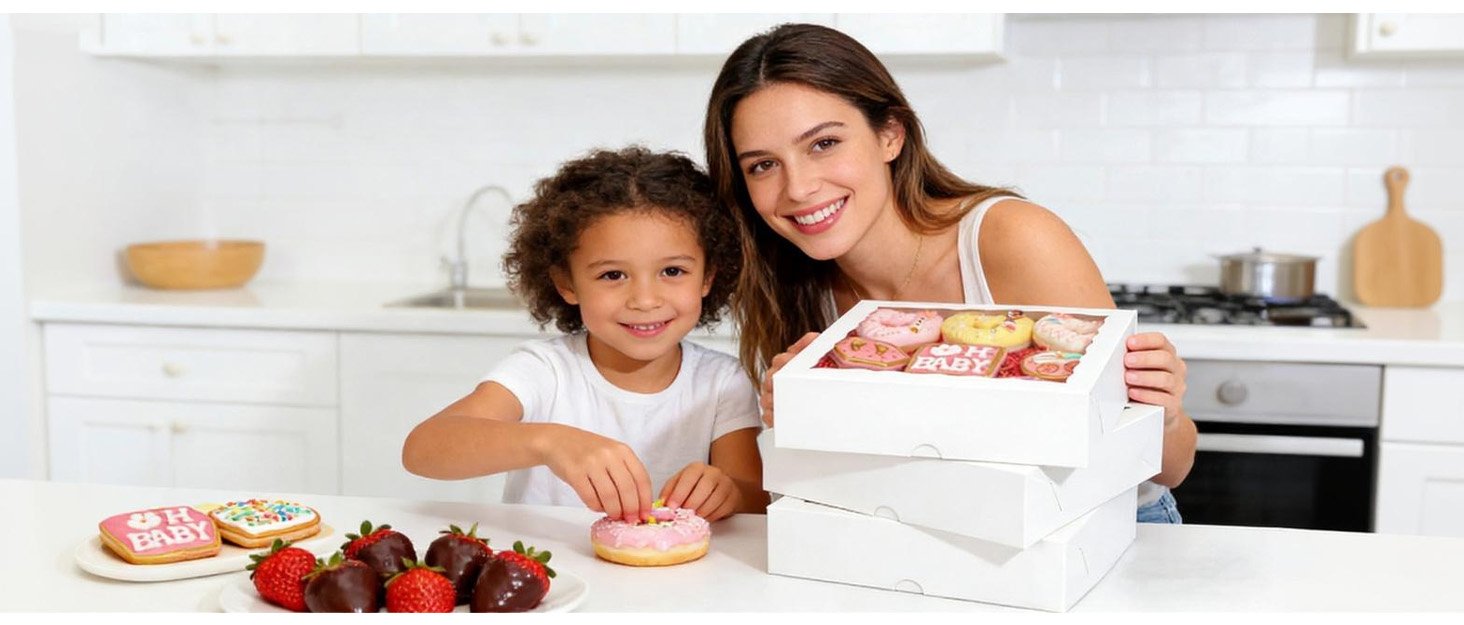 Wholesale 50pcs 8x8x2 Inch White Bakery Boxes with Window for Cookies Chocolate Covered Strawberries Pretzels Cakesicles and More Factory