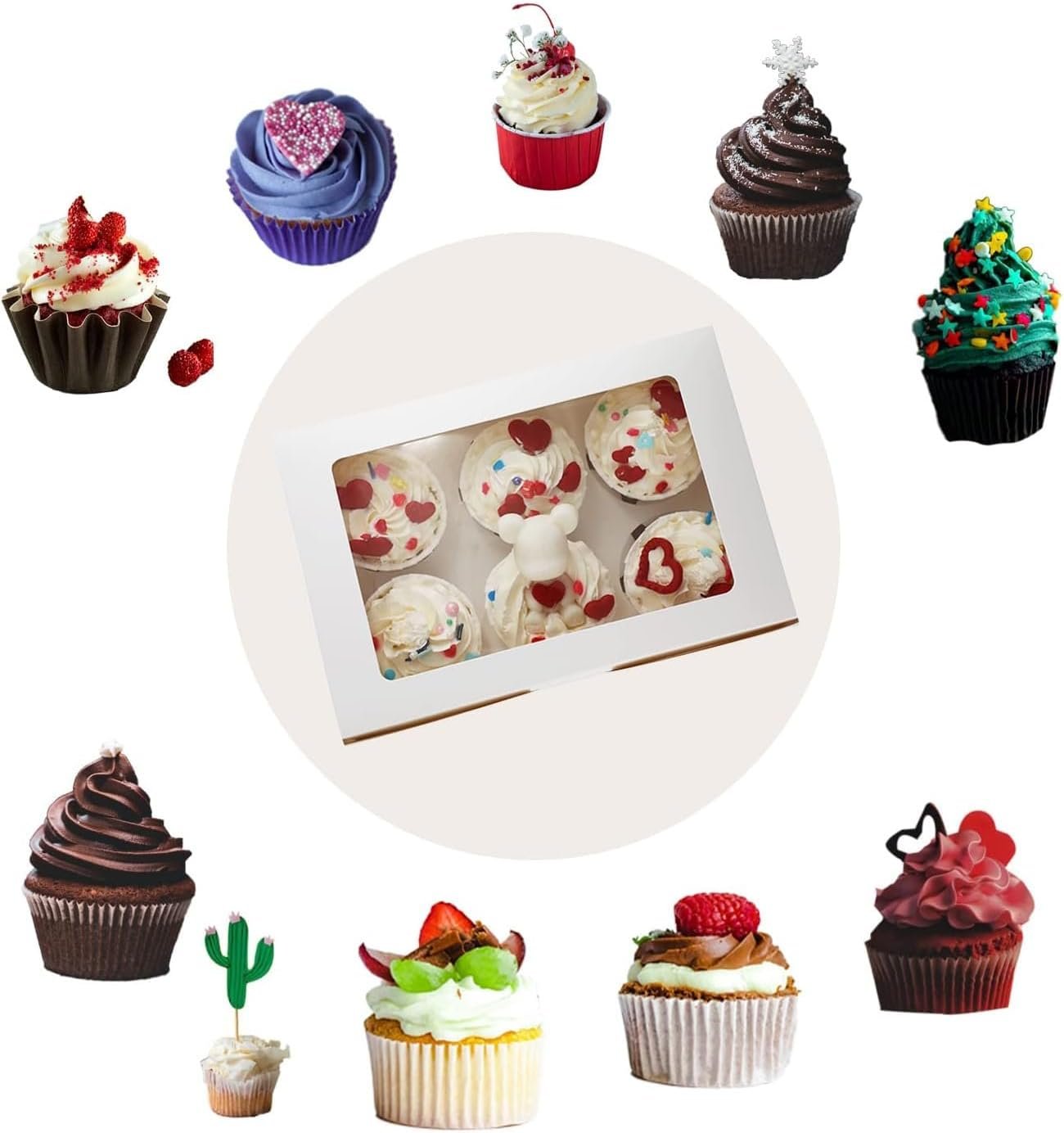 Wholesale 30-Pack Cupcake Boxes with Clear Display Window Holds 6 Standard Cupcakes Disposable Food-Grade White Carrier for Muffins Cookies Pastries Factory Wholesale 30-Pack Cupcake Boxes with Clear Display Window Holds 6 Standard Cupcakes Disposable Food-Grade White Carrier for Muffins Cookies Pastries Factory