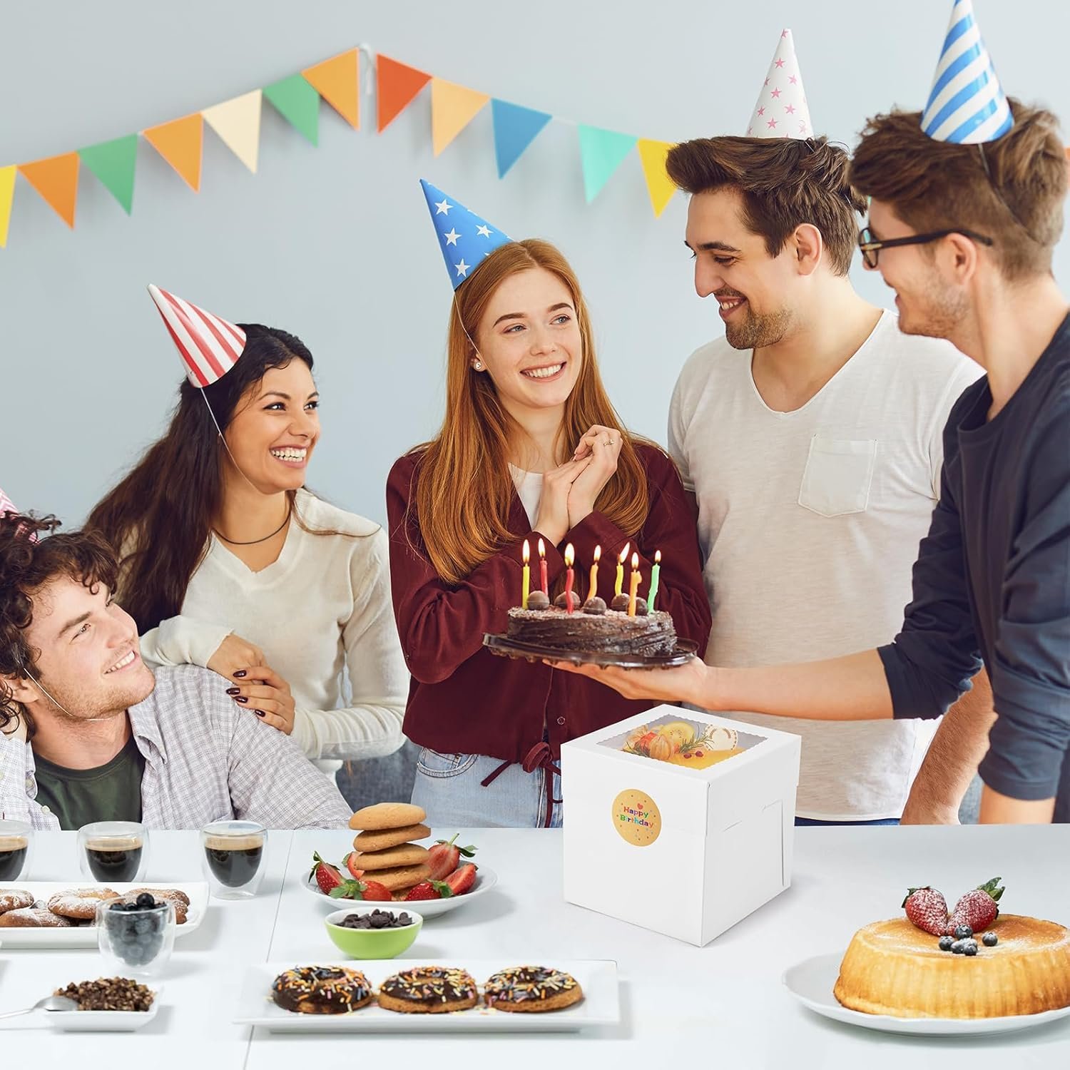 Wholesale 12-Pack 6x6x6 Inch White Square Mini Cake Boxes with Window for Pastries Cookies Chocolates Cupcakes Bakery Birthday Parties Factory