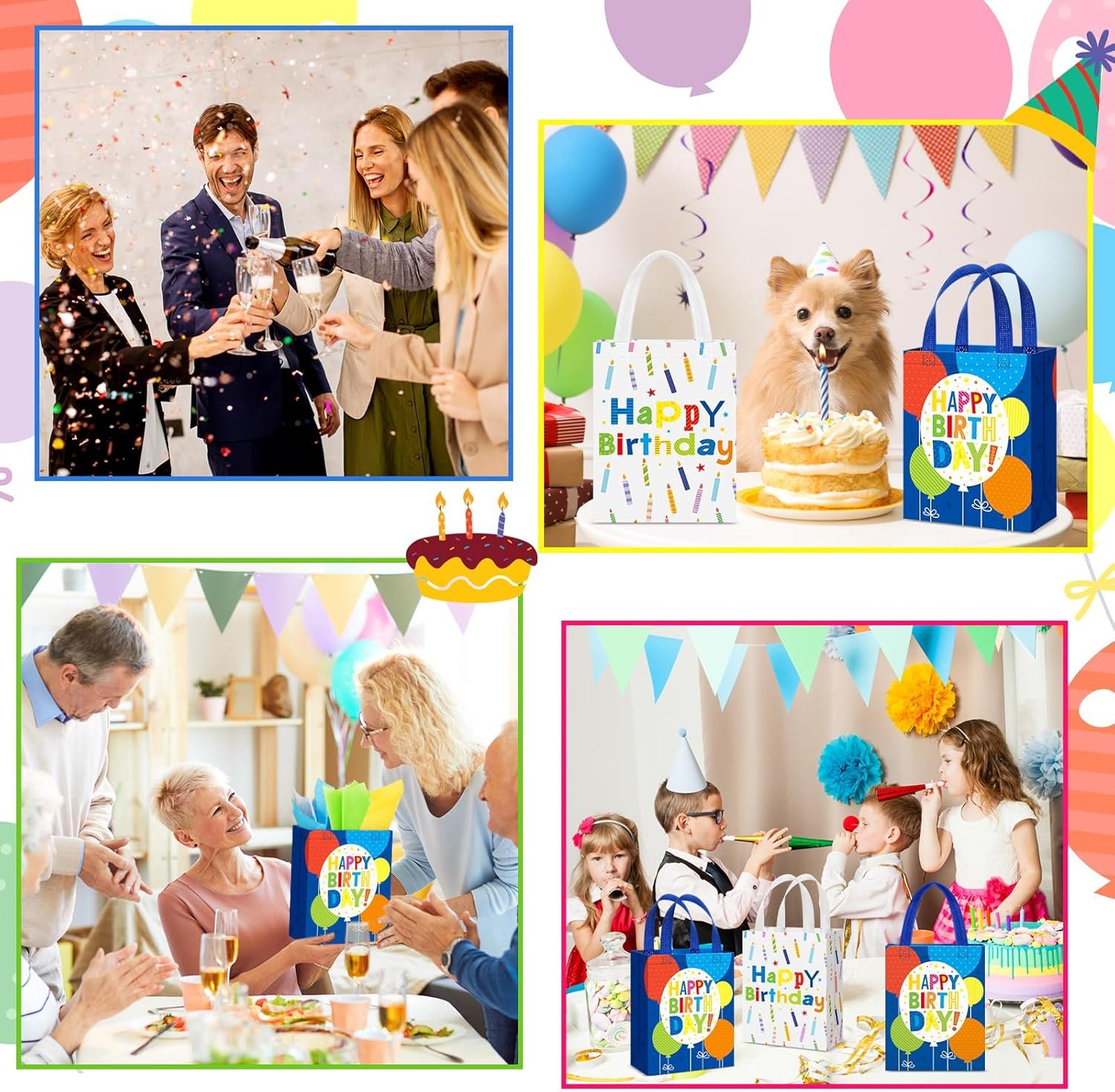 Wholesale 6 Pcs Non Woven Happy Birthday Gift Bags with Handles Large Reusable Tote for Goodies 10.2 x 8.3 x 3.9 Inch Party Bags for Girls Boys Women Men Factory Wholesale 6 Pcs Non Woven Happy Birthday Gift Bags with Handles Large Reusable Tote for Goodies 10.2 x 8.3 x 3.9 Inch Party Bags for Girls Boys Women Men Factory