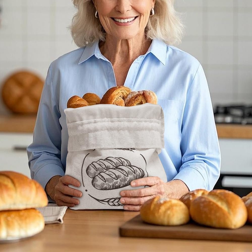 OEM Linen Reusable Bread Bags for Homemade Bread and Sourdough - 2 Pack 15x12 Inch Size - Ideal for Baking Proofing and Storage Solution Green White Factory