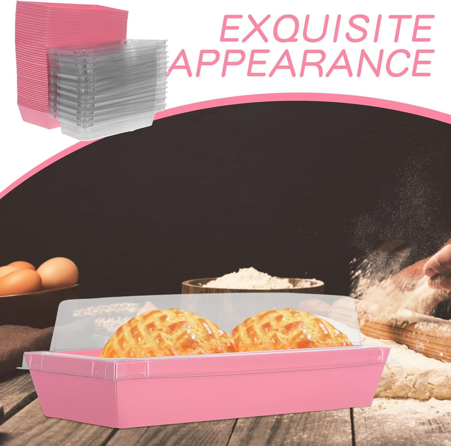 Wholesale 50 Pack Large Rectangular Bakery Boxes with Lids Disposable Pink Paper Containers for Sandwiches Pastries Baked Goods Catering Takeout Factory