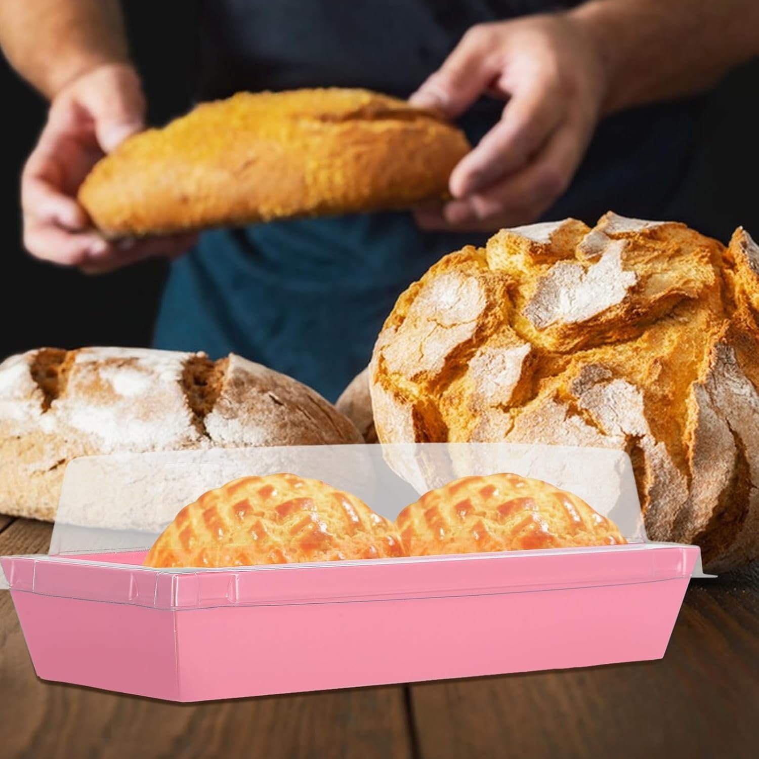 Wholesale 50 Pack Large Rectangular Bakery Boxes with Lids Disposable Pink Paper Containers for Sandwiches Pastries Baked Goods Catering Takeout Factory