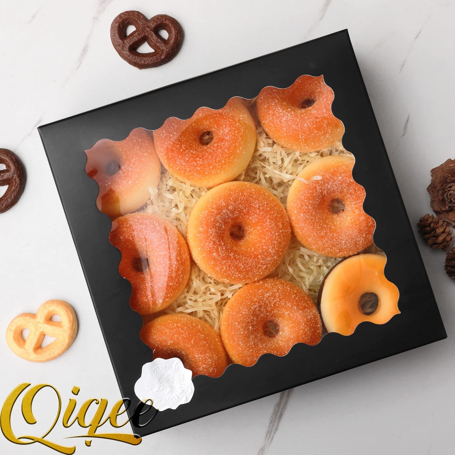 Wholesale Auto-Pop Up 30pcs 9x9x2.5 Inch Window Pie Donut Pastry Bakery Boxes Black Factory