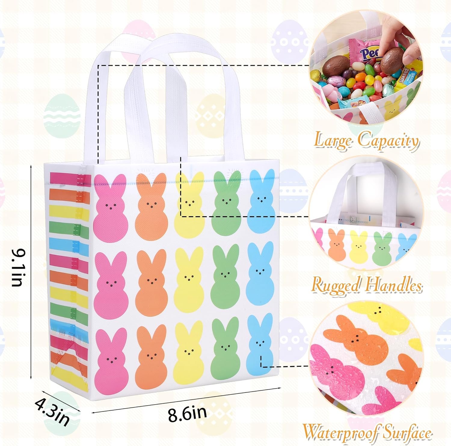 Wholesale 24 Pcs Reusable Easter Bunny Gift Bags with Handles Multi-Color Non-Woven Party Totes for Easter Egg Hunt Kids Gifts (9x8.6x4.3 Inches) Manufacturer Wholesale 24 Pcs Reusable Easter Bunny Gift Bags with Handles Multi-Color Non-Woven Party Totes for Easter Egg Hunt Kids Gifts (9x8.6x4.3 Inches) Manufacturer