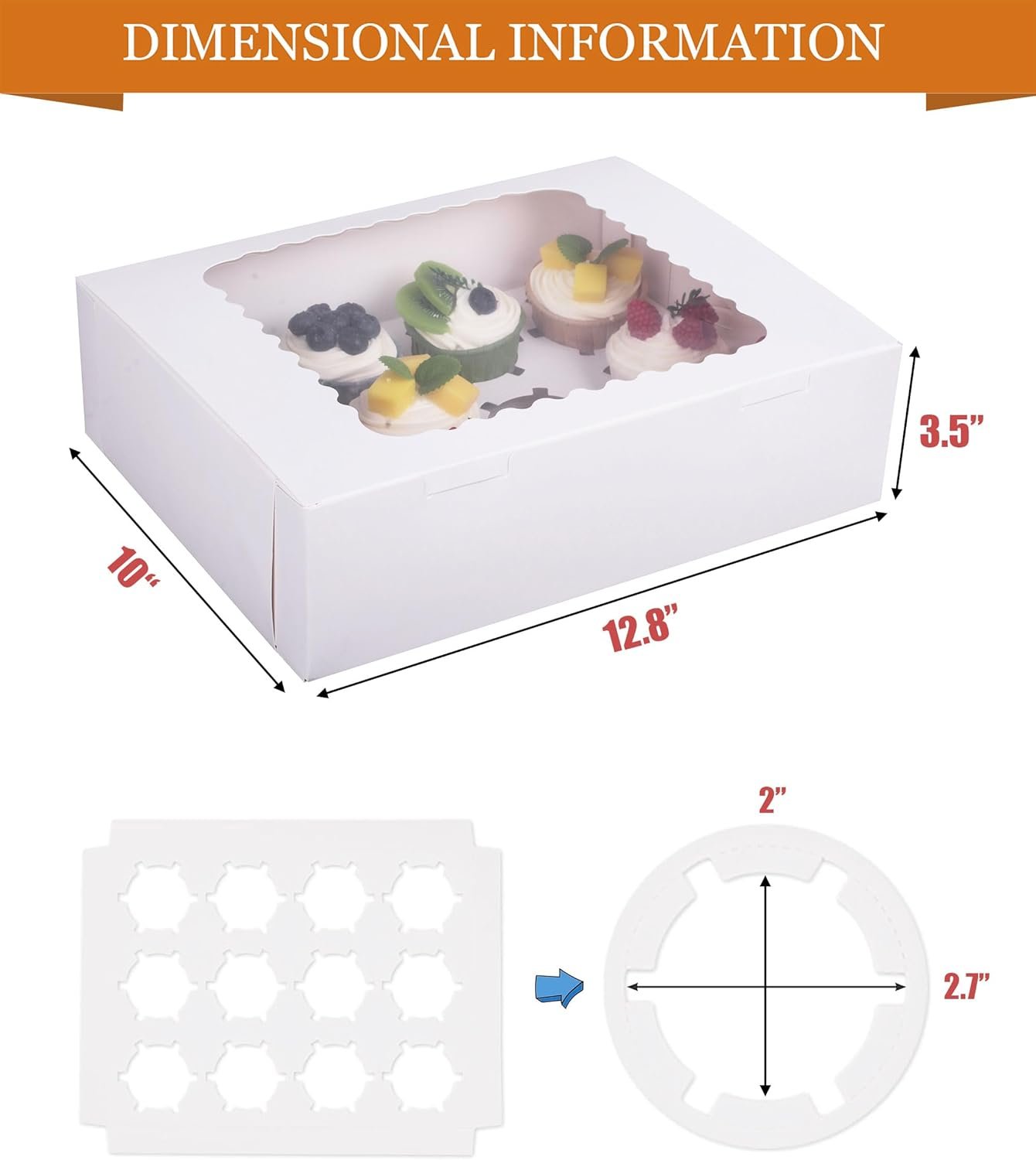 Wholesale 30-Set Food Grade Cupcake Boxes Hold 12 Standard Cupcakes with Windows and Inserts White Bakery Carriers for Muffins Pastries Manufacturer Wholesale 30-Set Food Grade Cupcake Boxes Hold 12 Standard Cupcakes with Windows and Inserts White Bakery Carriers for Muffins Pastries Manufacturer