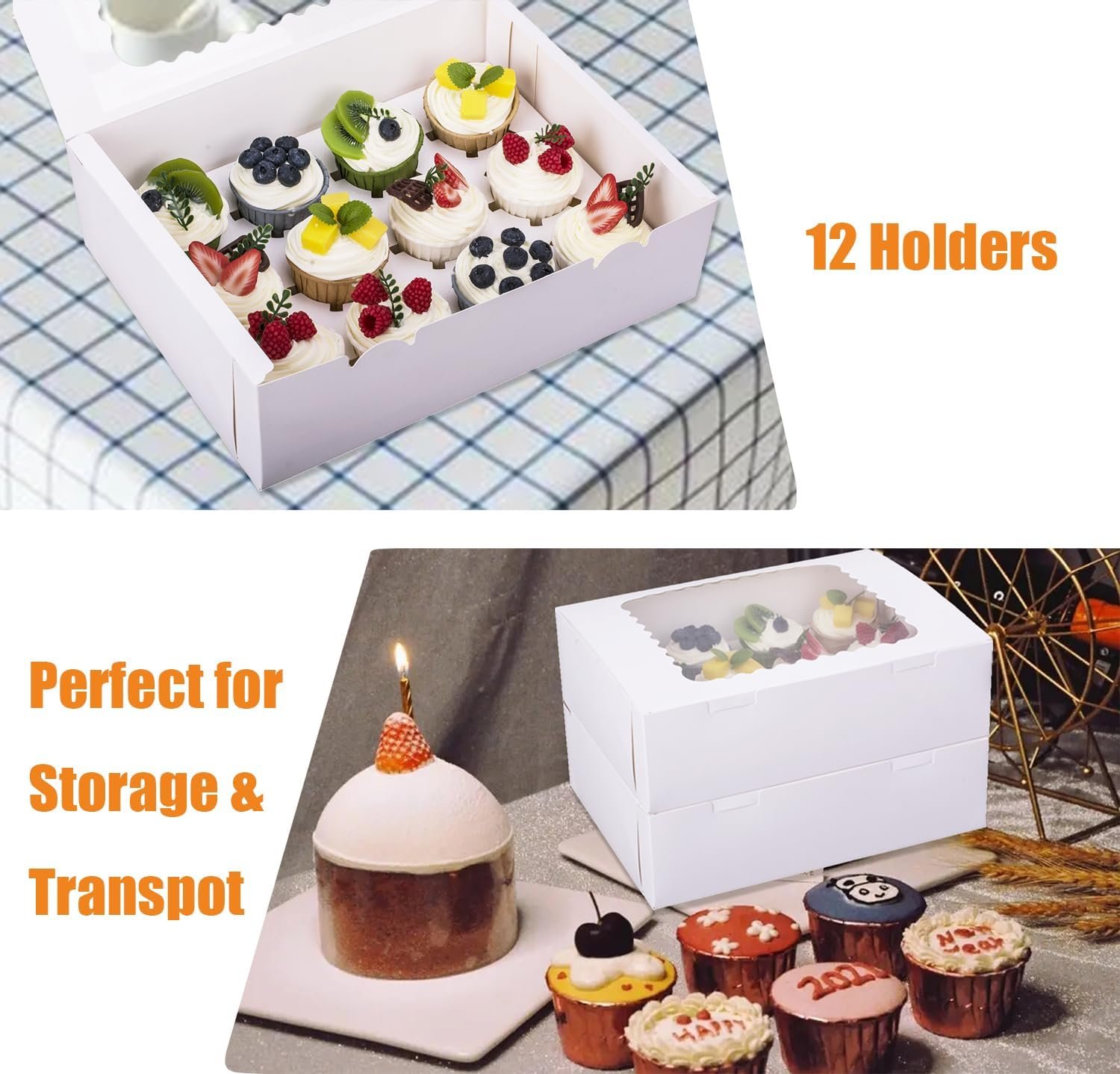 Wholesale 30-Set Food Grade Cupcake Boxes Hold 12 Standard Cupcakes with Windows and Inserts White Bakery Carriers for Muffins Pastries Manufacturer Wholesale 30-Set Food Grade Cupcake Boxes Hold 12 Standard Cupcakes with Windows and Inserts White Bakery Carriers for Muffins Pastries Manufacturer