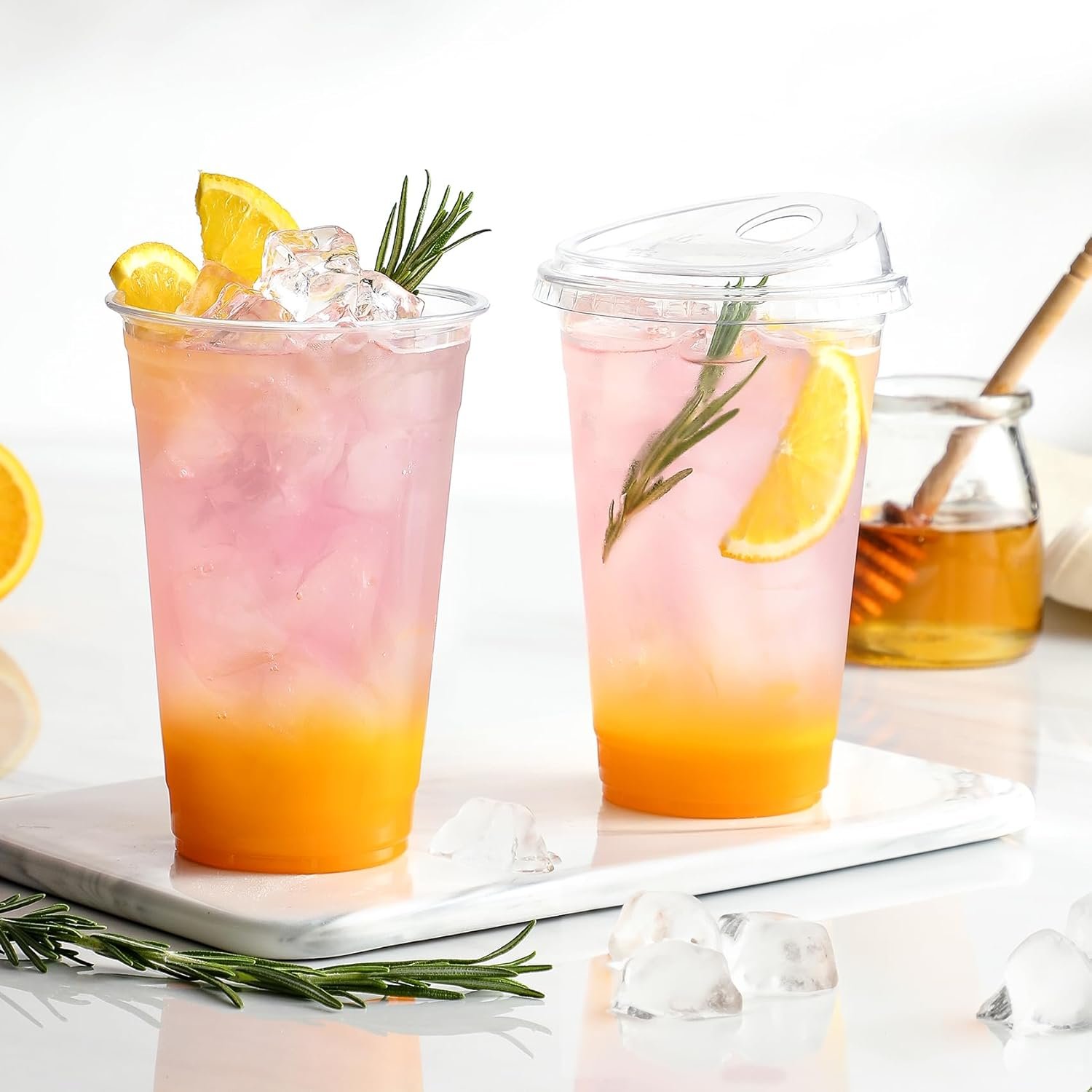 Wholesale 100 Pack 24 oz Disposable Clear Plastic Cups with Strawless Sip Lids for Iced Coffee Bubble Tea Cold Beverages BPA Free Manufacturer