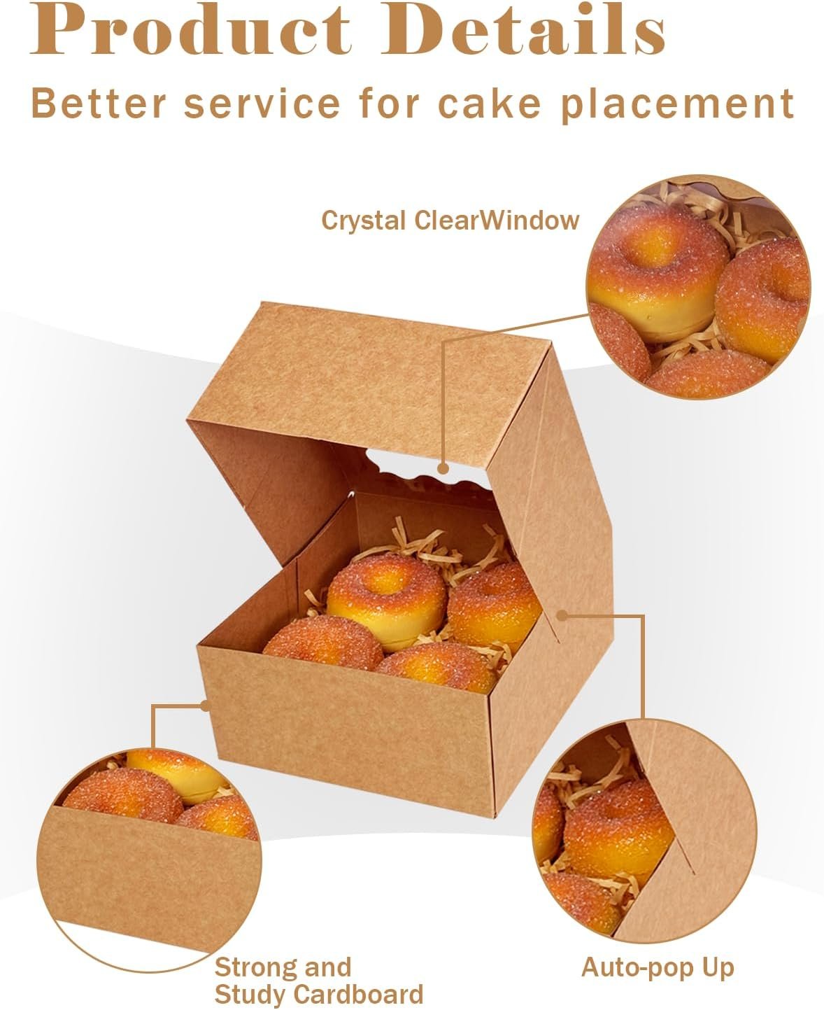 Wholesale Auto-Pop Up 6x6x3 Inch Brown Cookie Box with Window 30Pcs Pastry Macaron Bakery Packaging Factory Wholesale Auto-Pop Up 6x6x3 Inch Brown Cookie Box with Window 30Pcs Pastry Macaron Bakery Packaging Factory